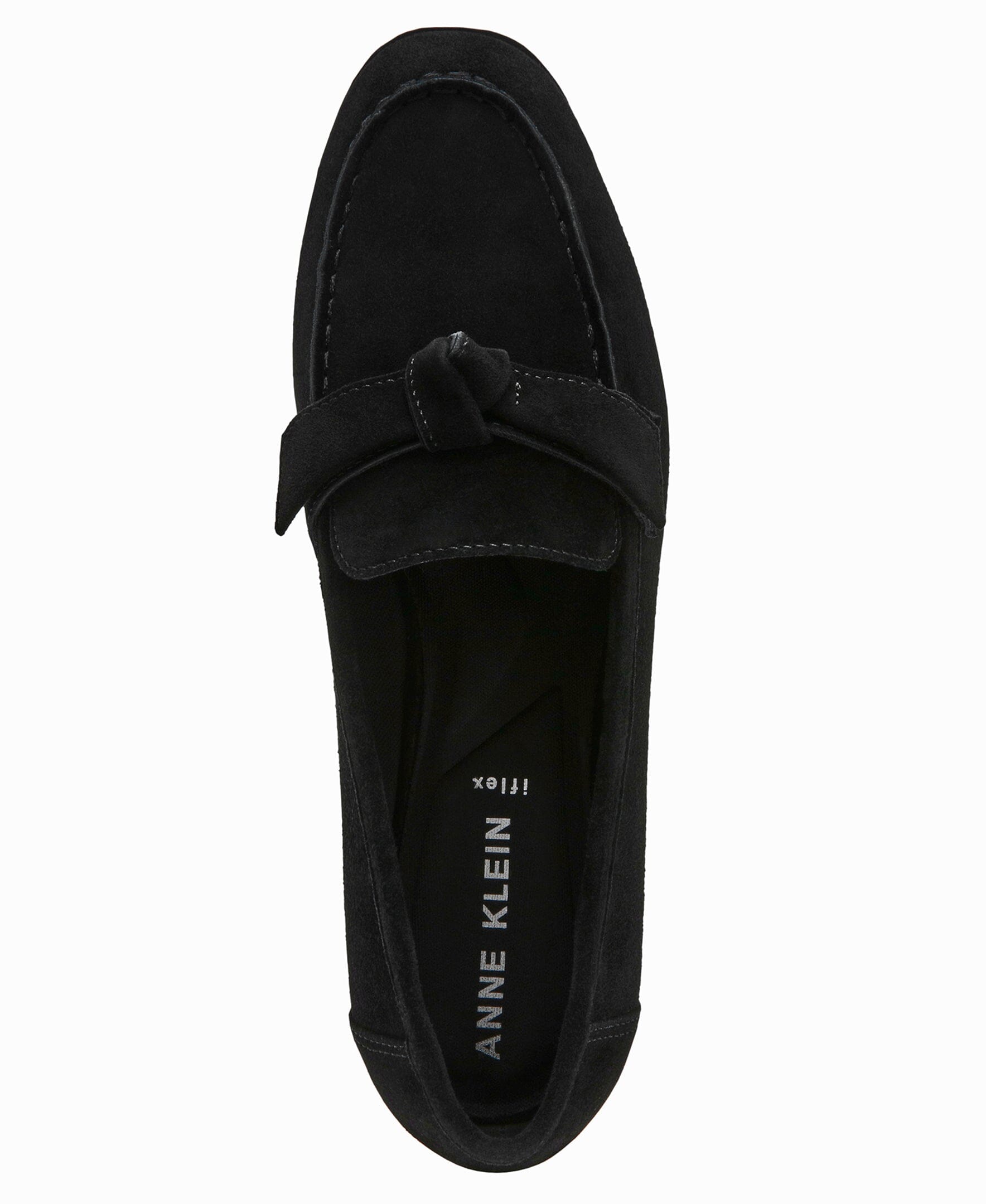 Bowie Slip-On Loafer in Black Suede - Anne Klein Black Suede