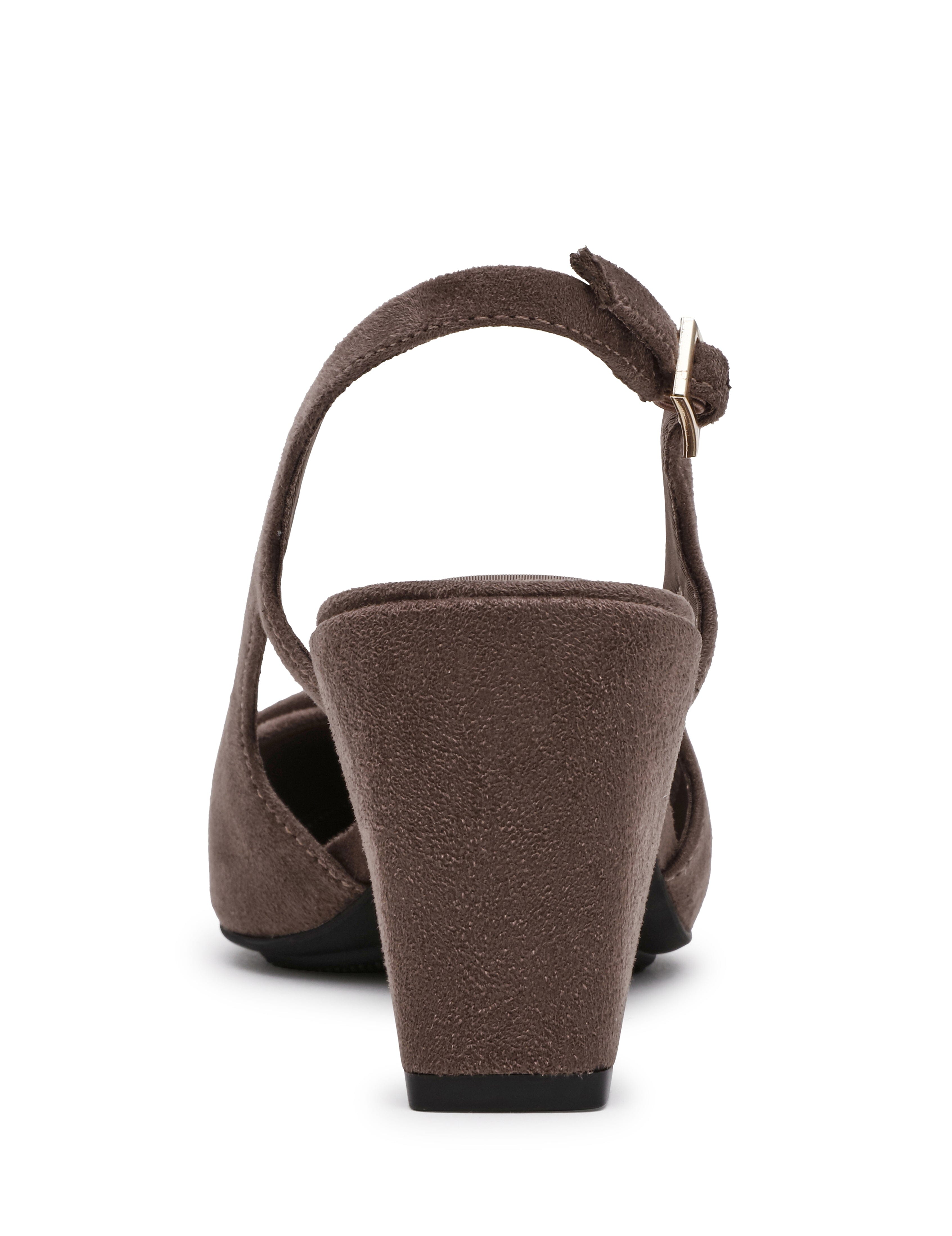 Slingback Renetta Heels - Anne Klein Taupe Micro suede