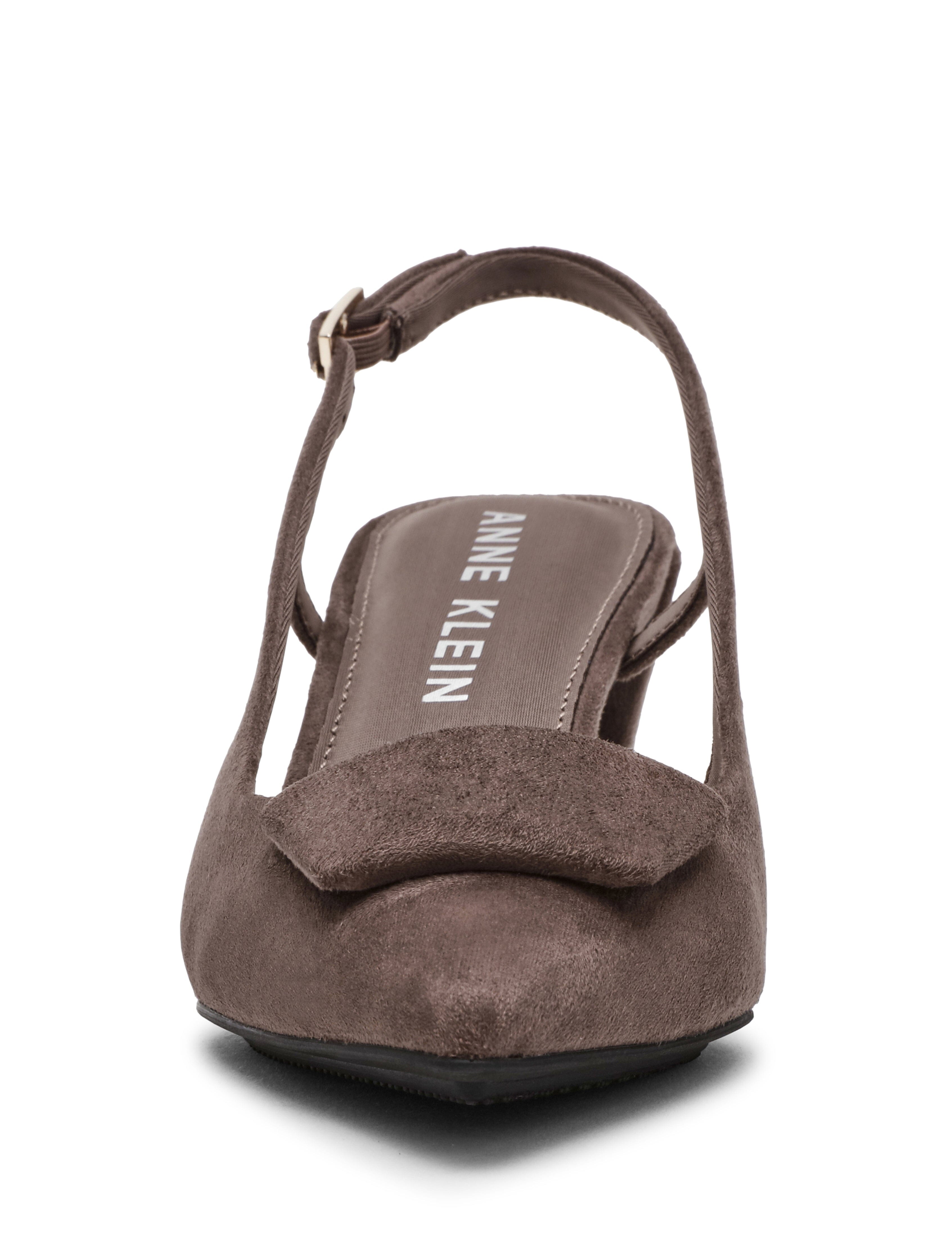 Slingback Renetta Heels - Anne Klein Taupe Micro suede