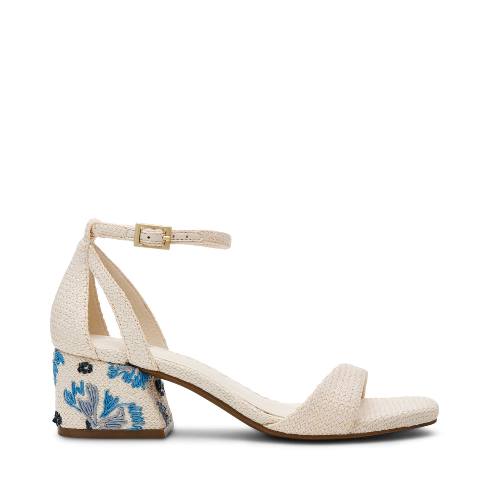 Pointed Toe Block Heel Pumps - Anne Klein Natural/Blue