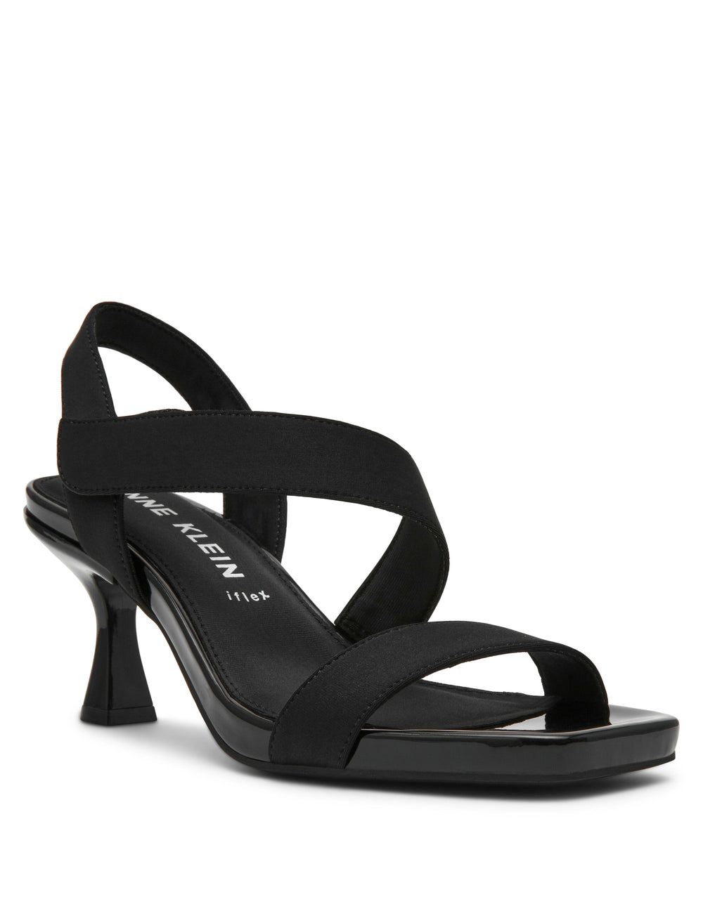 Justin Dress Sandal, 2" Kitten Heel - Anne Klein Black Stretch