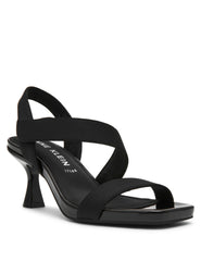 Justin Dress Sandal, 2" Kitten Heel - Anne Klein Black Stretch