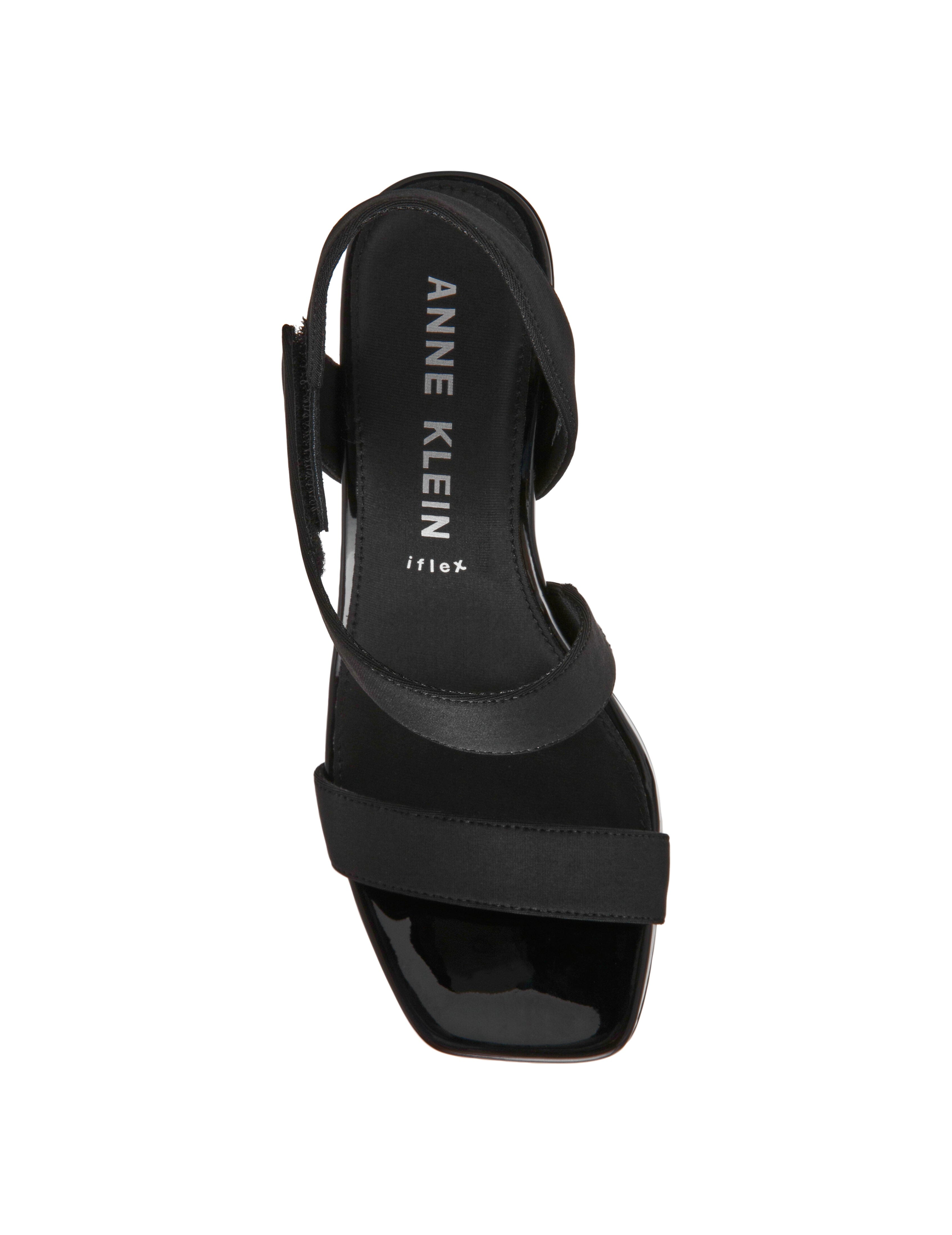 Justin Dress Sandal, 2" Kitten Heel - Anne Klein Black Stretch