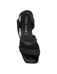 Justin Dress Sandal, 2" Kitten Heel - Anne Klein Black Stretch
