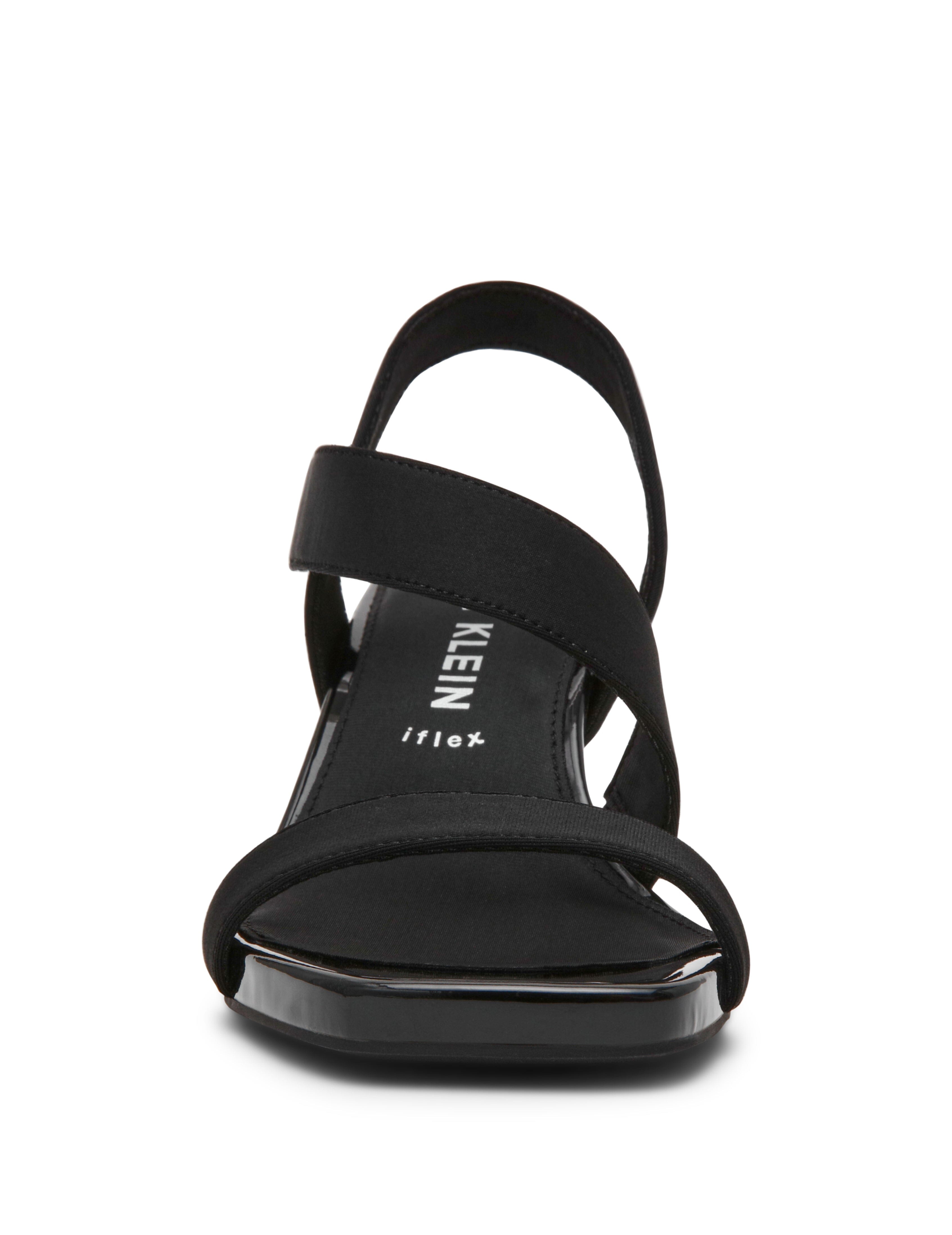 Justin Dress Sandal, 2" Kitten Heel - Anne Klein Black Stretch