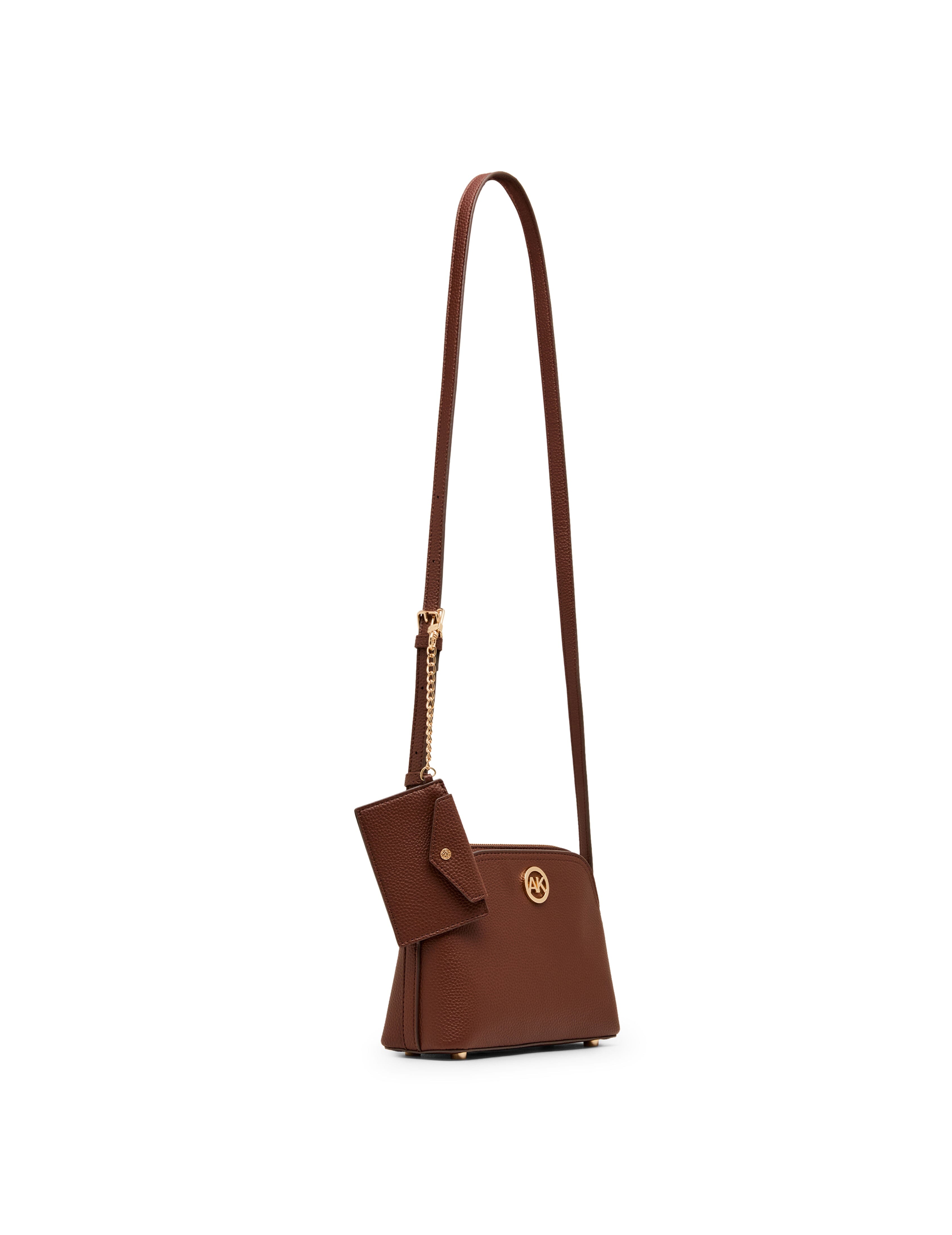 Dome Crossbody Bag with Detachable Card Case in Walnut - Anne Klein Walnut