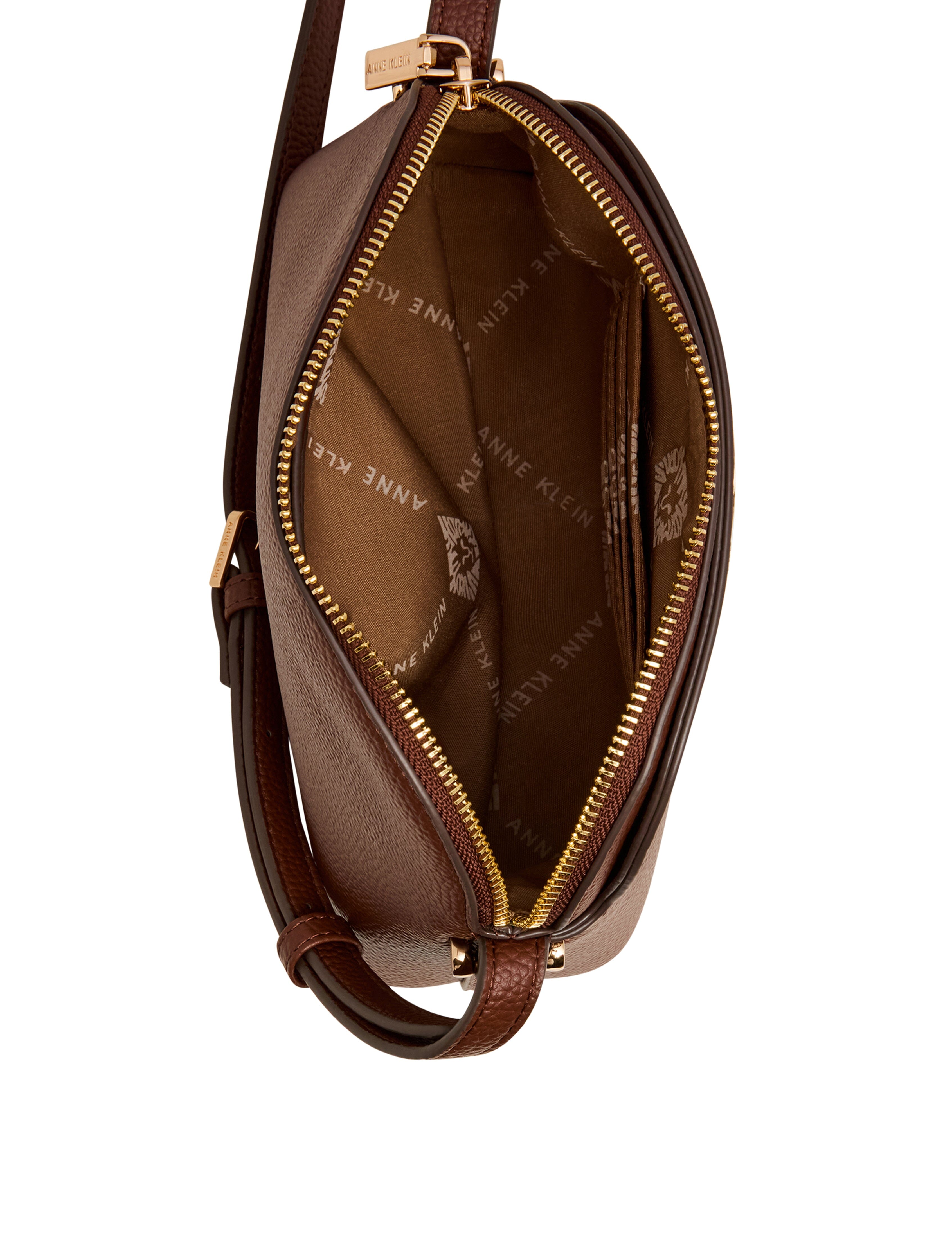 Dome Crossbody Bag with Detachable Card Case in Walnut - Anne Klein Walnut
