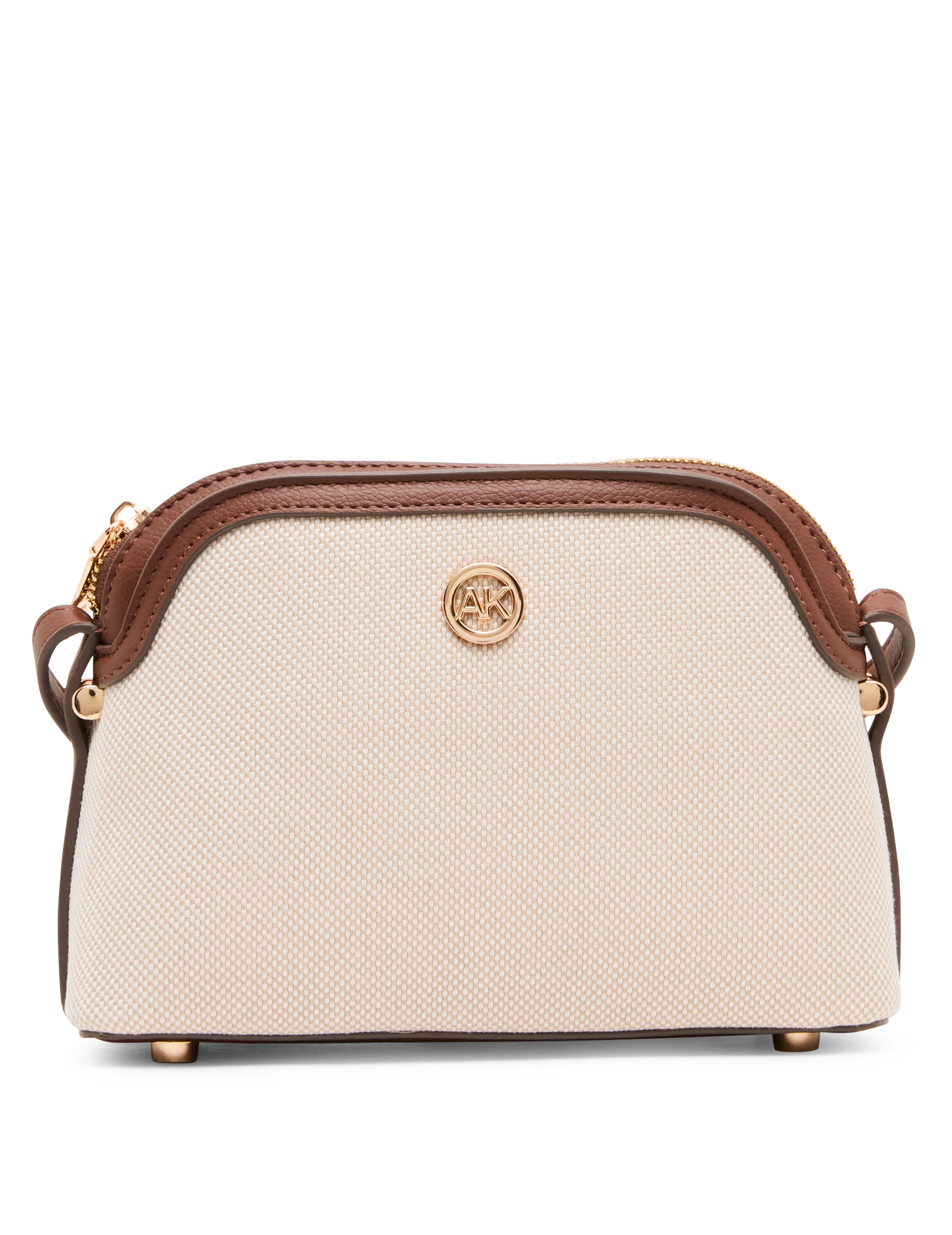 Dome Crossbody Bag with Detachable Card Case in Natural / Walnut | Ann - Anne Klein