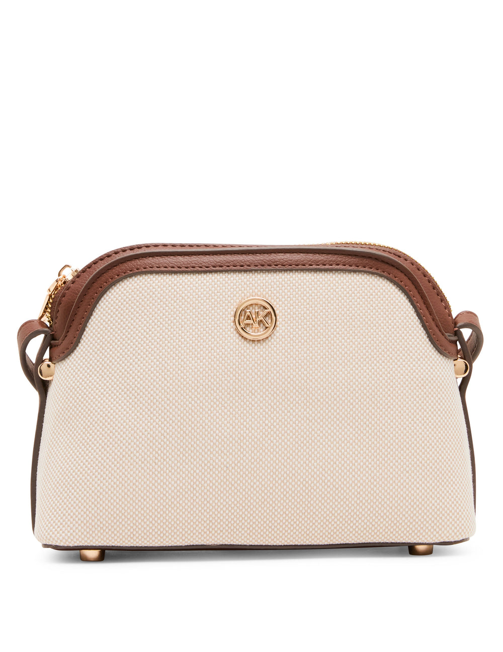 Dome Crossbody Bag with Detachable Card Case in Natural / Walnut | Ann - Anne Klein