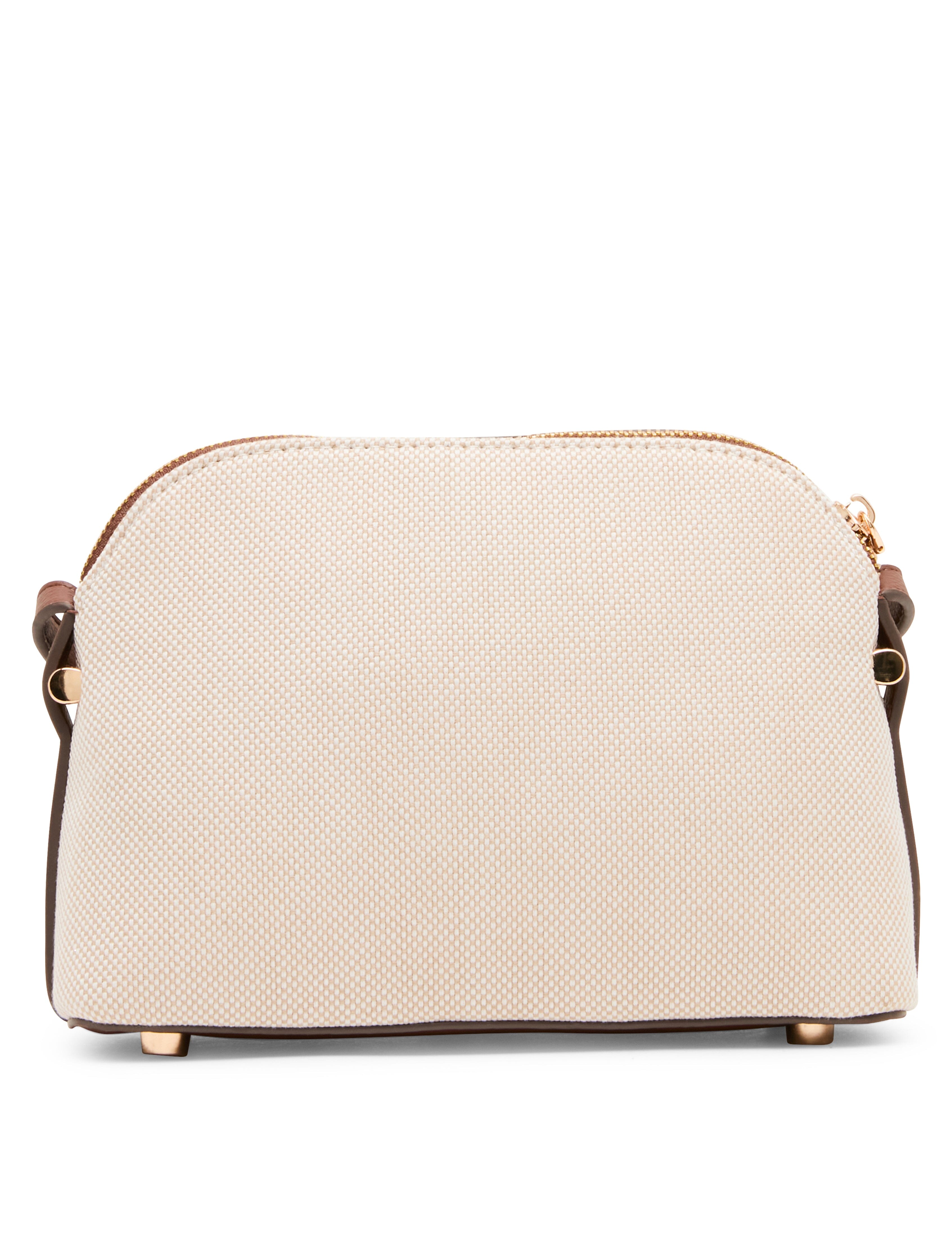 Dome Crossbody Bag with Detachable Card Case in Natural / Walnut | Ann - Anne Klein
