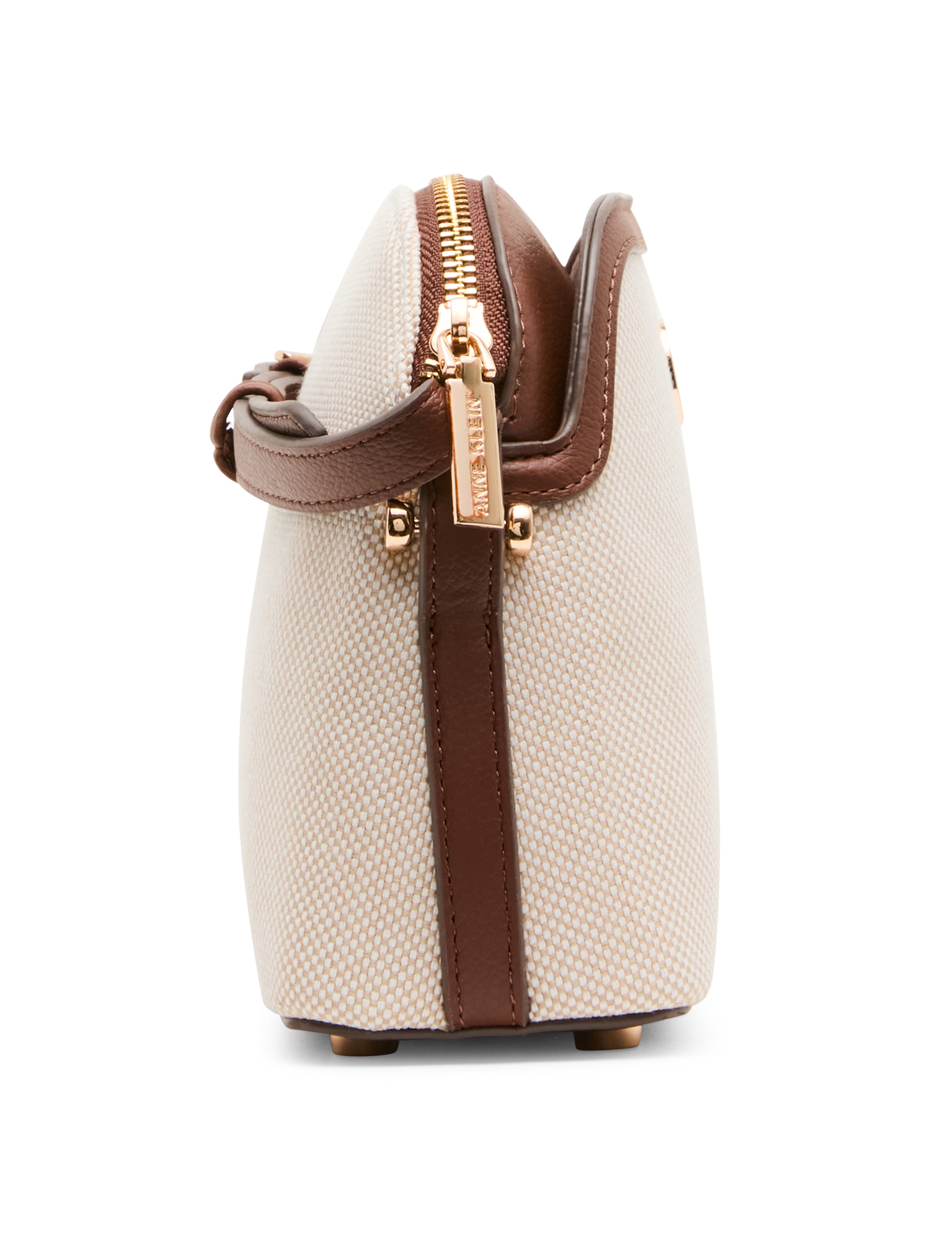 Dome Crossbody Bag with Detachable Card Case in Natural / Walnut | Ann - Anne Klein