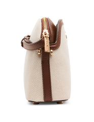 Dome Crossbody Bag with Detachable Card Case in Natural / Walnut | Ann - Anne Klein