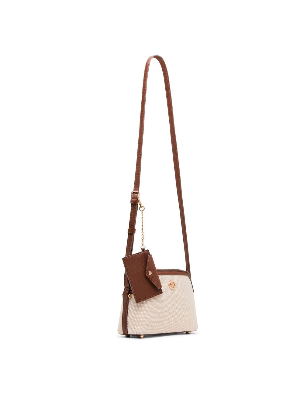 Dome Crossbody Bag with Detachable Card Case in Natural / Walnut | Ann - Anne Klein