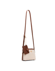 Dome Crossbody Bag with Detachable Card Case in Natural / Walnut | Ann - Anne Klein