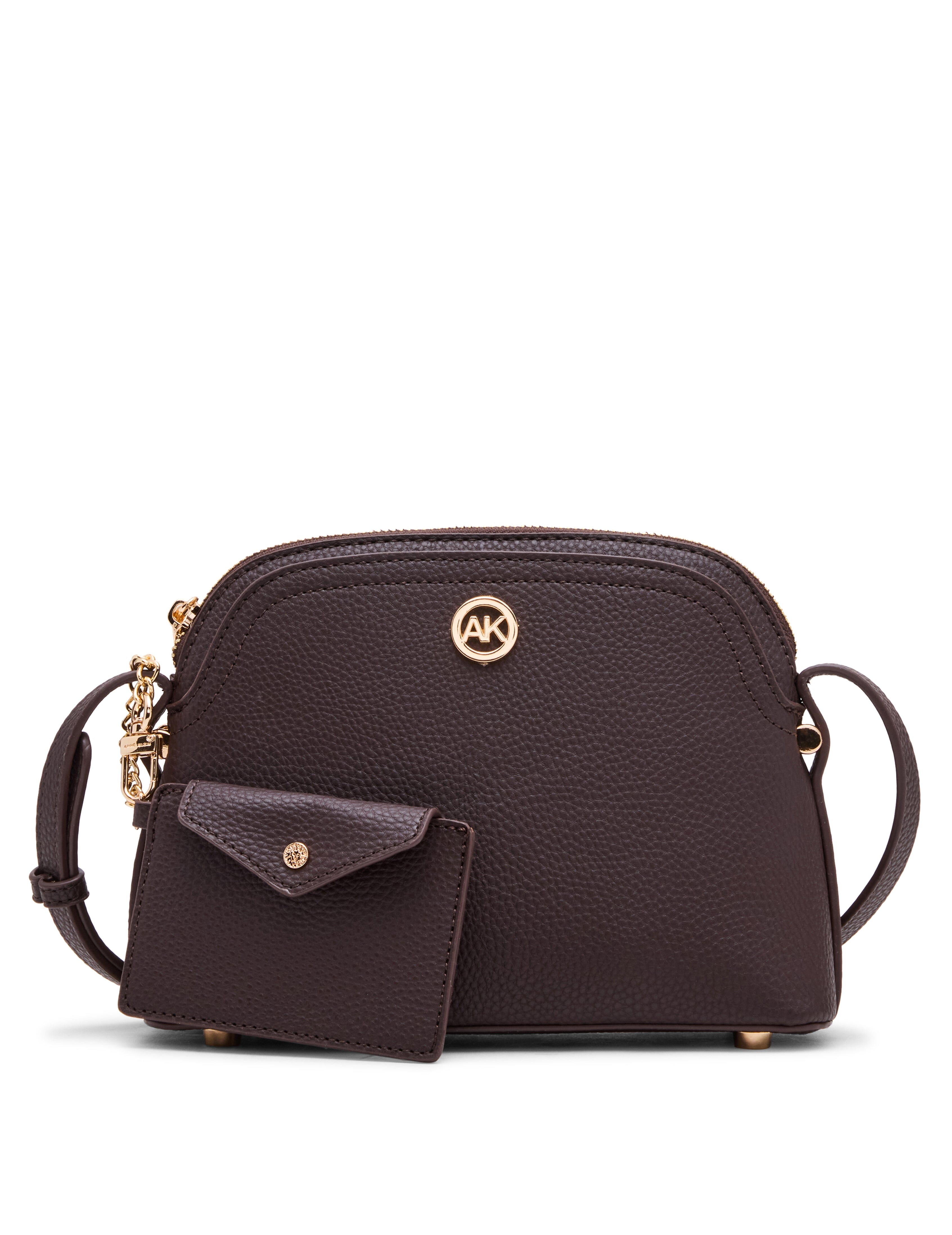Dome Crossbody Bag with Detachable Card Case in Espresso - Anne Klein Espresso