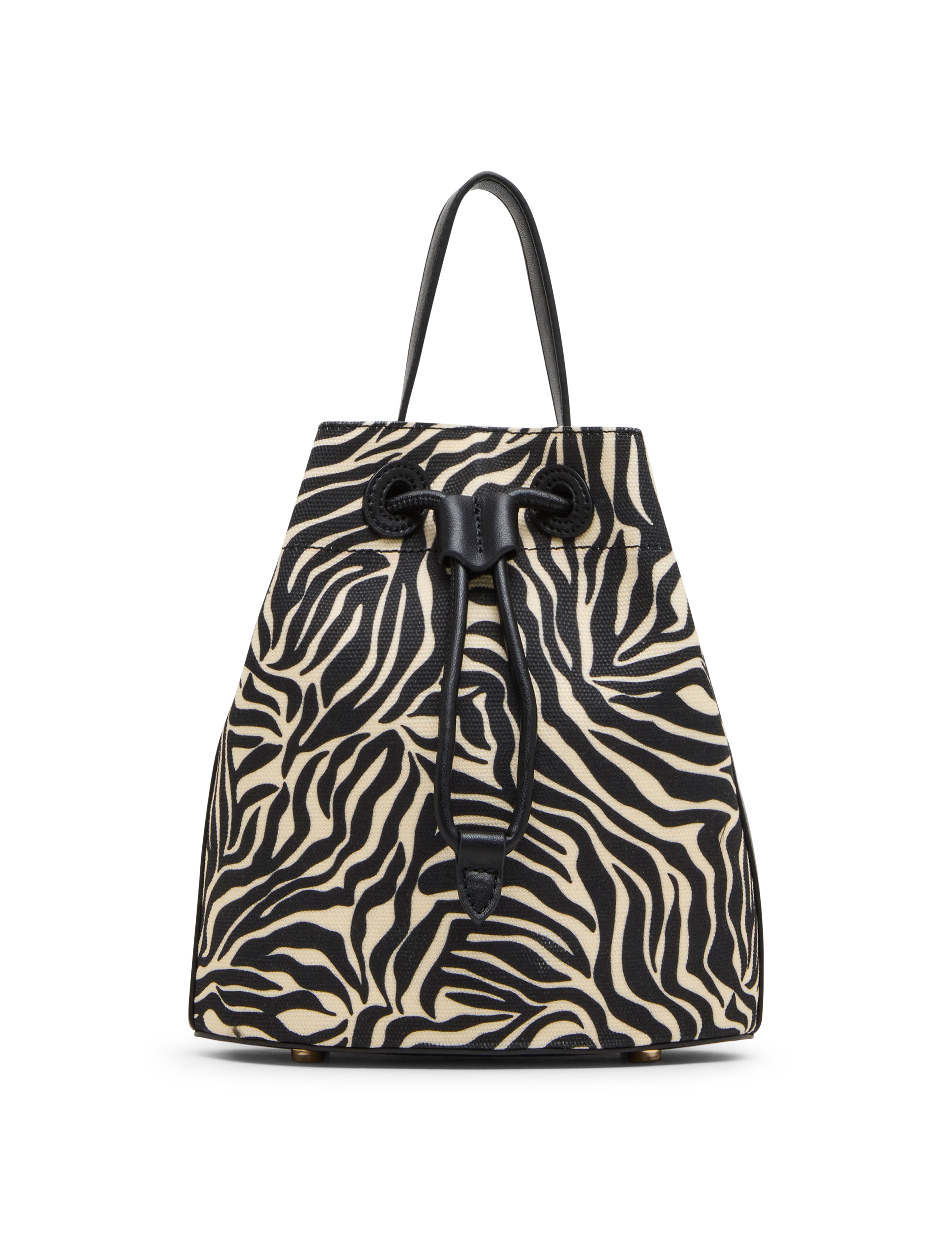Printed Bucket Bag in Zebra: Black-Cream / Black - Anne Klein