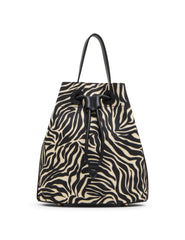 Printed Bucket Bag in Zebra: Black-Cream / Black - Anne Klein