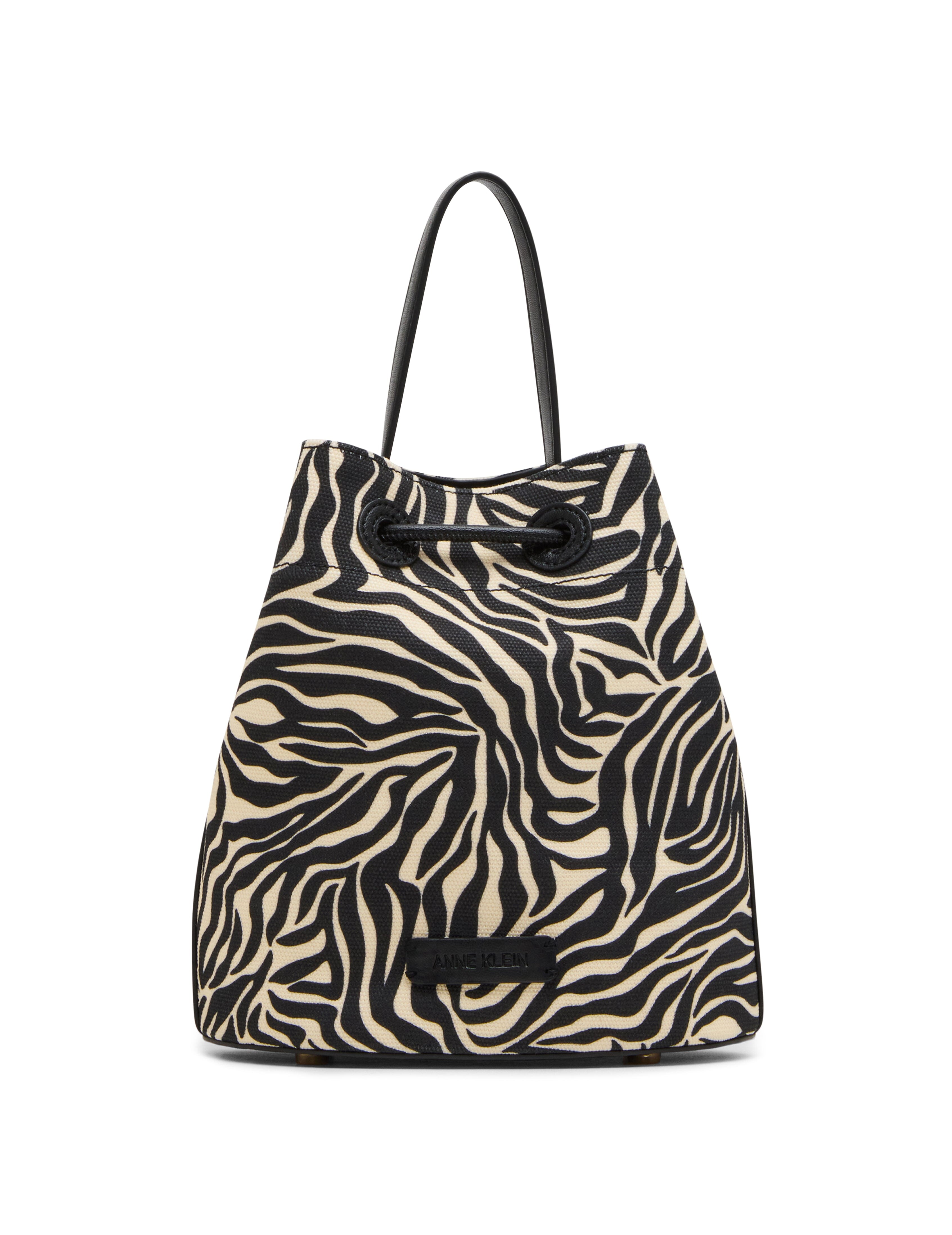 Printed Bucket Bag in Zebra: Black-Cream / Black - Anne Klein