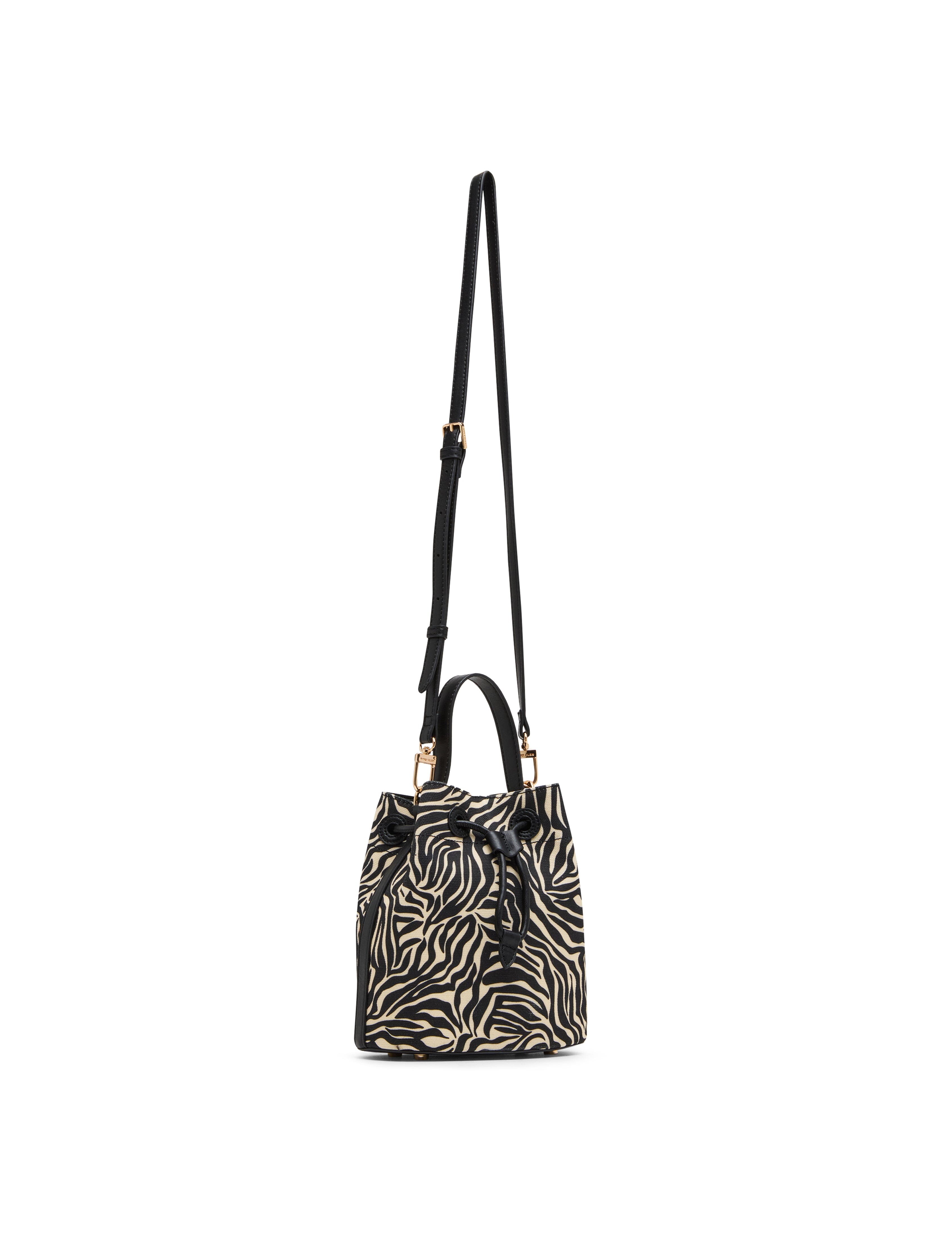 Printed Bucket Bag in Zebra: Black-Cream / Black - Anne Klein