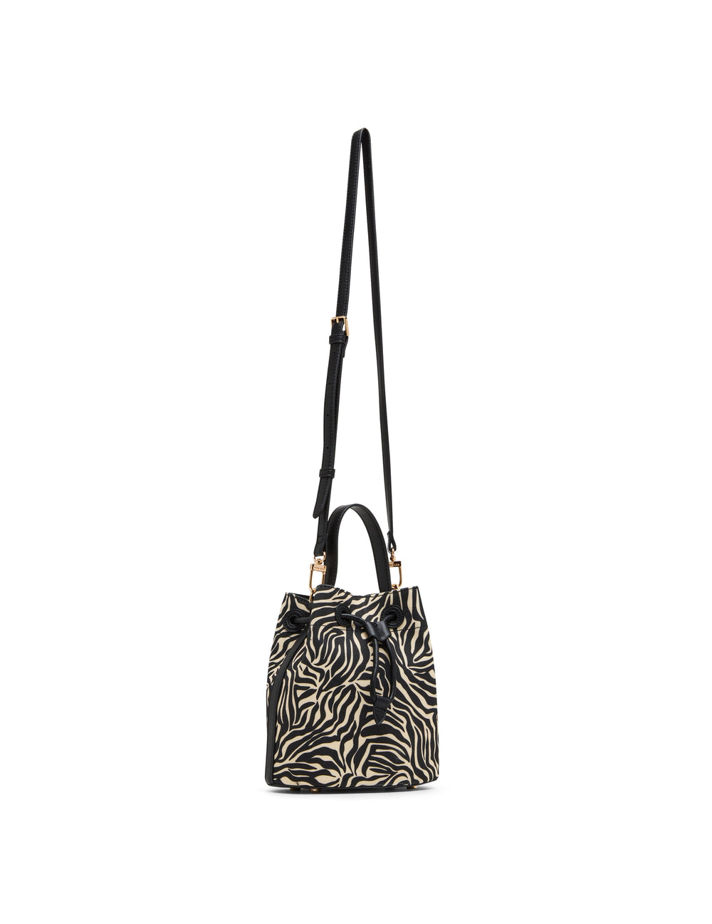 Printed Bucket Bag in Zebra: Black-Cream / Black - Anne Klein