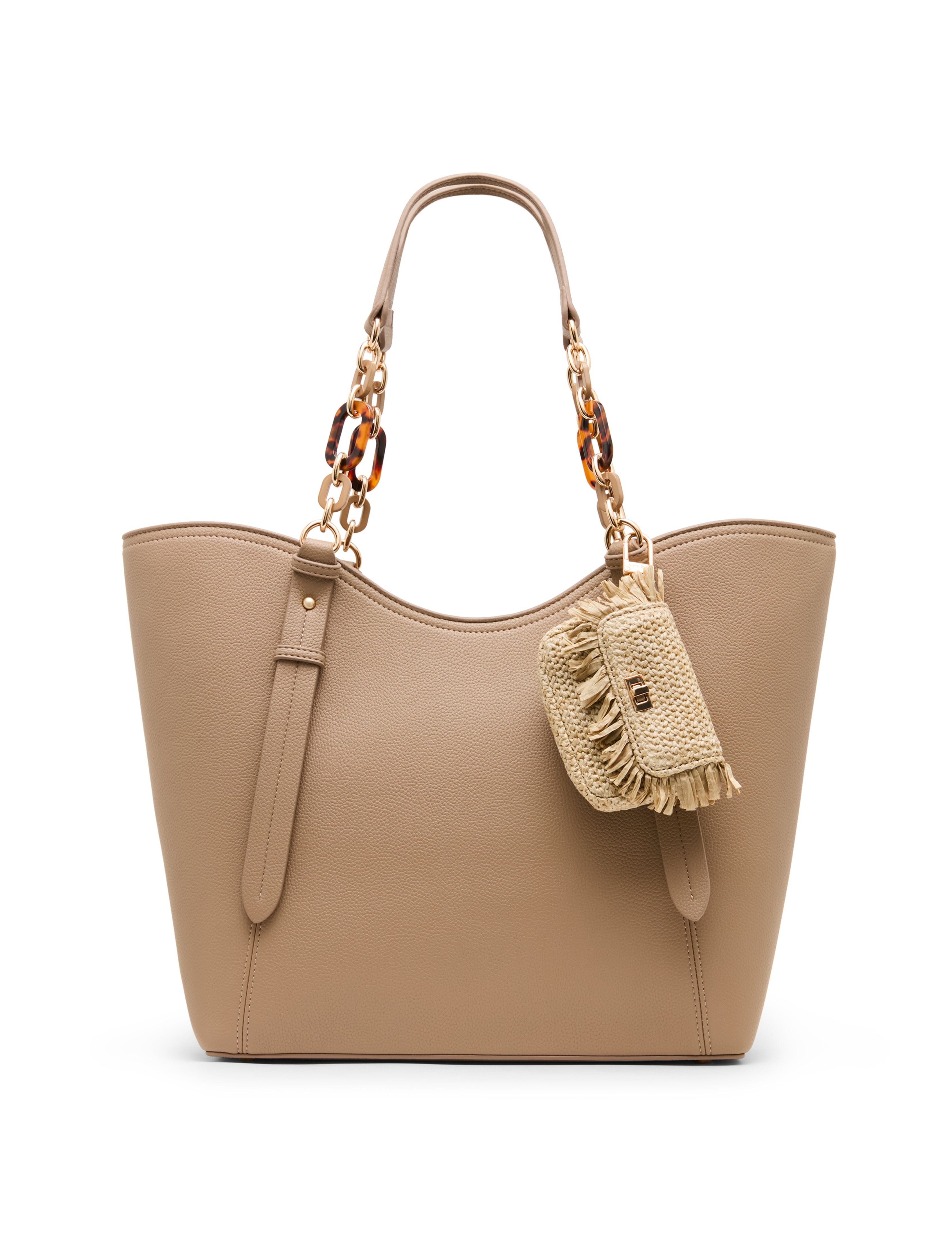 Medium Tote Bag with Pouch in Truffle / Tan - Anne Klein Truffle/Tan
