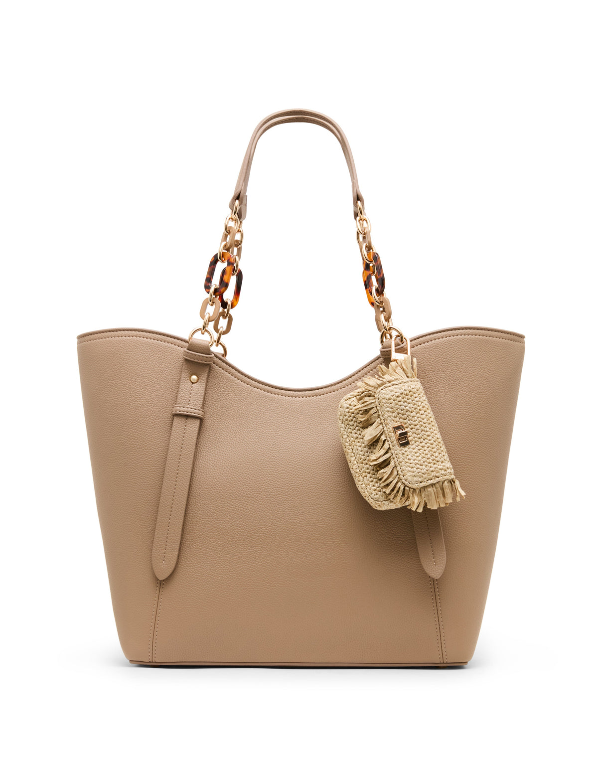 Medium Tote Bag with Pouch in Truffle / Tan - Anne Klein Truffle/Tan