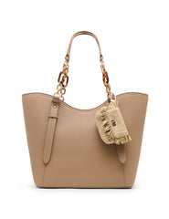 Medium Tote Bag with Pouch in Truffle / Tan - Anne Klein Truffle/Tan