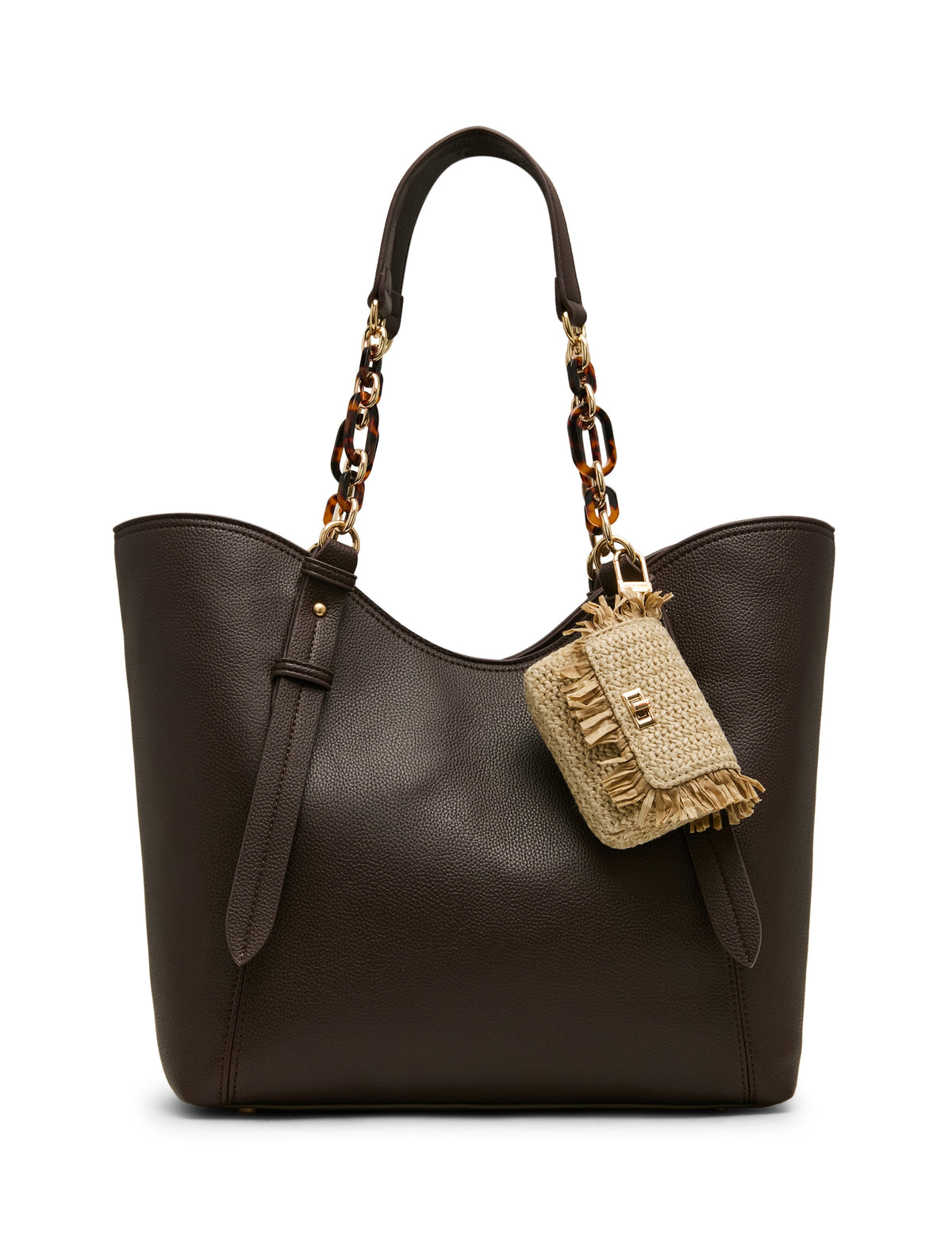 Medium Tote Bag with Pouch in Espresso / Tan - Anne Klein Espresso/Tan