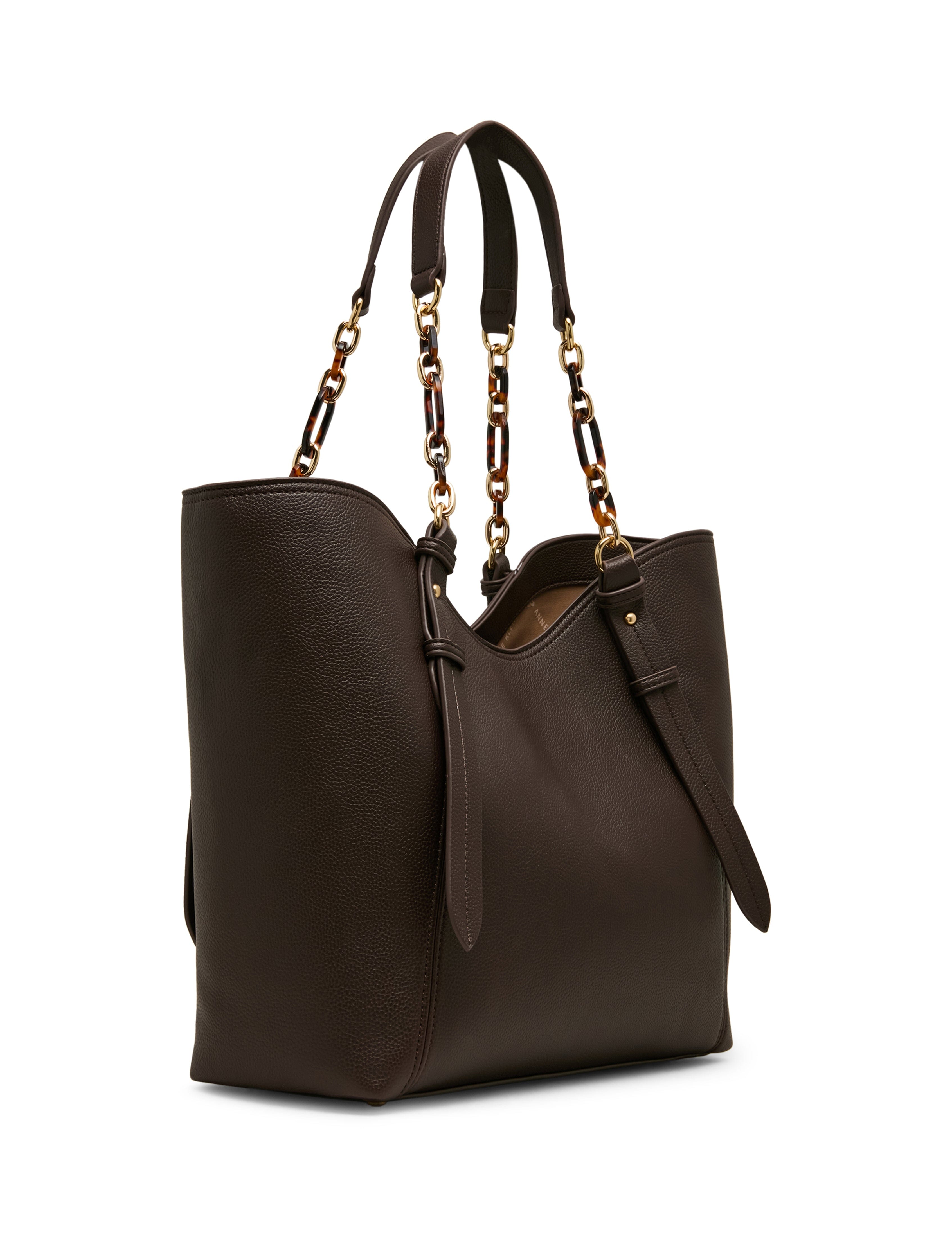 Medium Tote Bag with Pouch in Espresso / Tan - Anne Klein Espresso/Tan