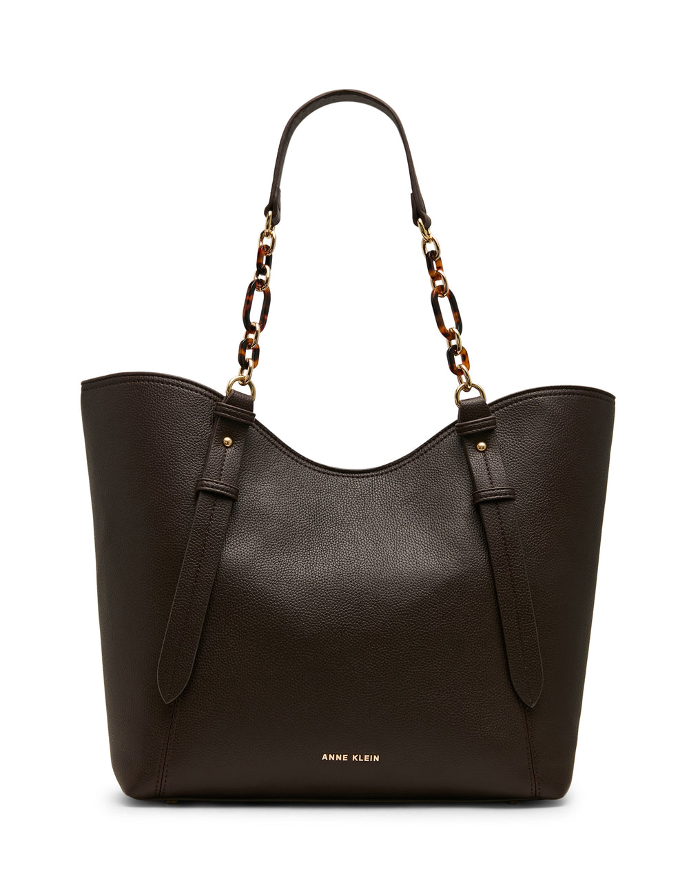 Medium Tote Bag with Pouch in Espresso / Tan - Anne Klein Espresso/Tan