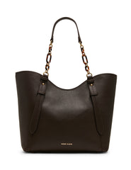 Medium Tote Bag with Pouch in Espresso / Tan - Anne Klein Espresso/Tan