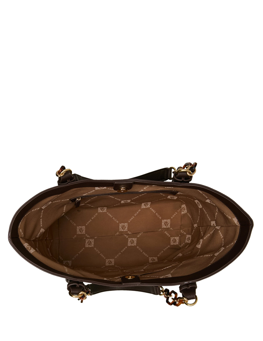 Medium Tote Bag with Pouch in Espresso / Tan - Anne Klein Espresso/Tan