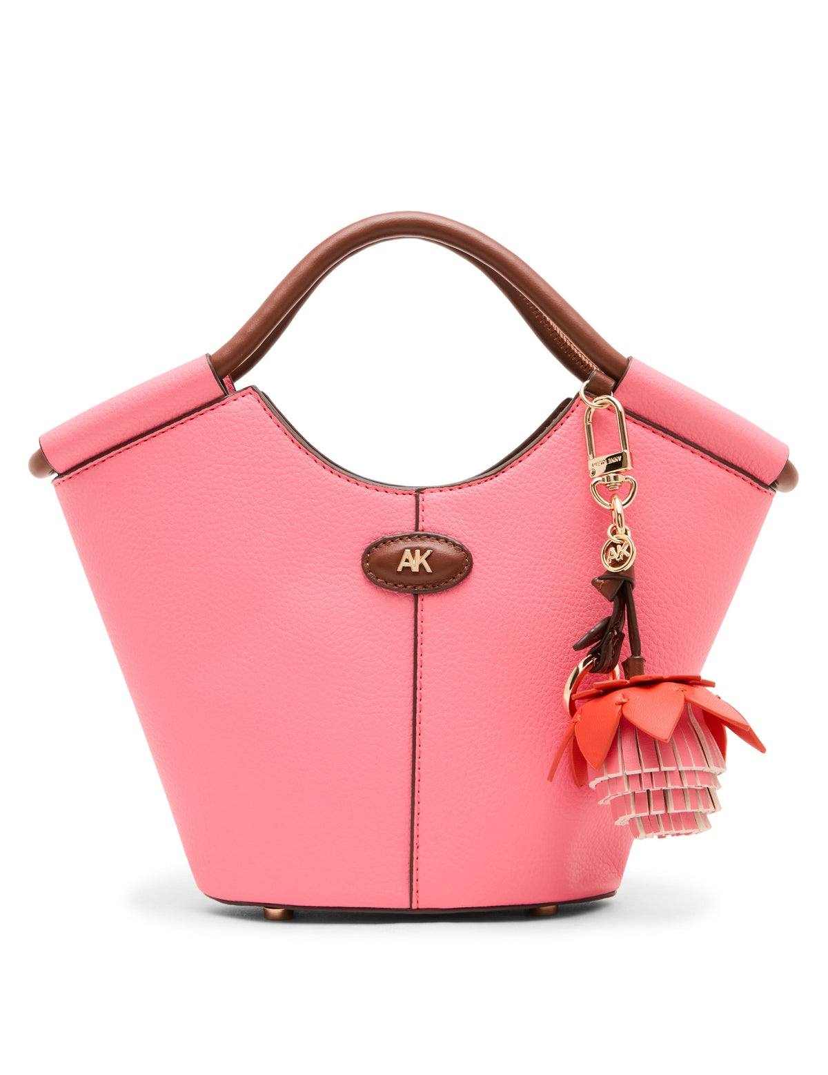 Small Tote Bag with Bag Charm in Watermelon / Hazelnut - Anne Klein Watermelon/Hazelnut