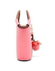 Small Tote Bag with Bag Charm in Watermelon / Hazelnut - Anne Klein Watermelon/Hazelnut