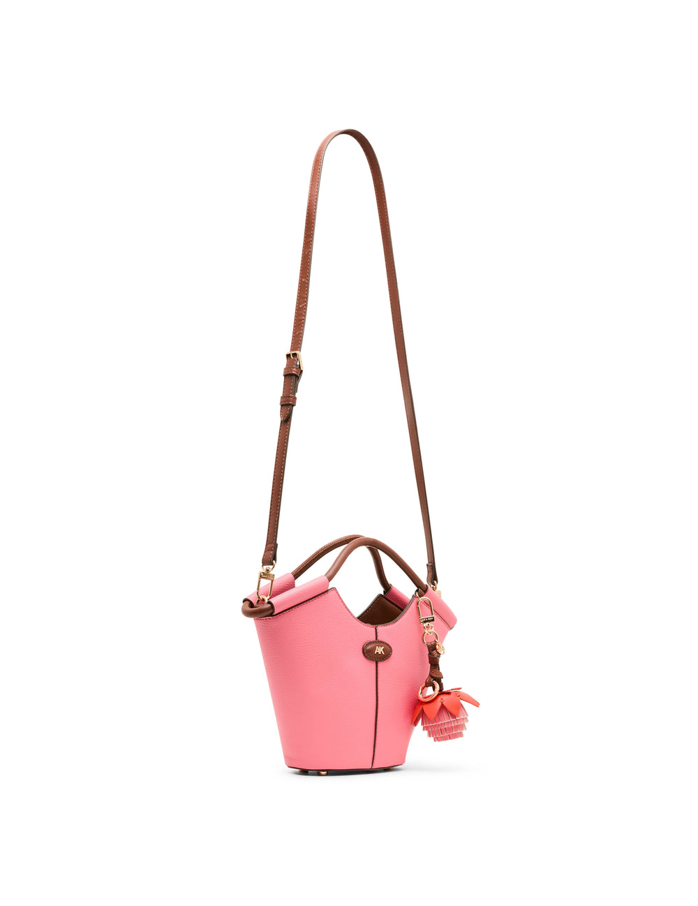 Small Tote Bag with Bag Charm in Watermelon / Hazelnut - Anne Klein Watermelon/Hazelnut