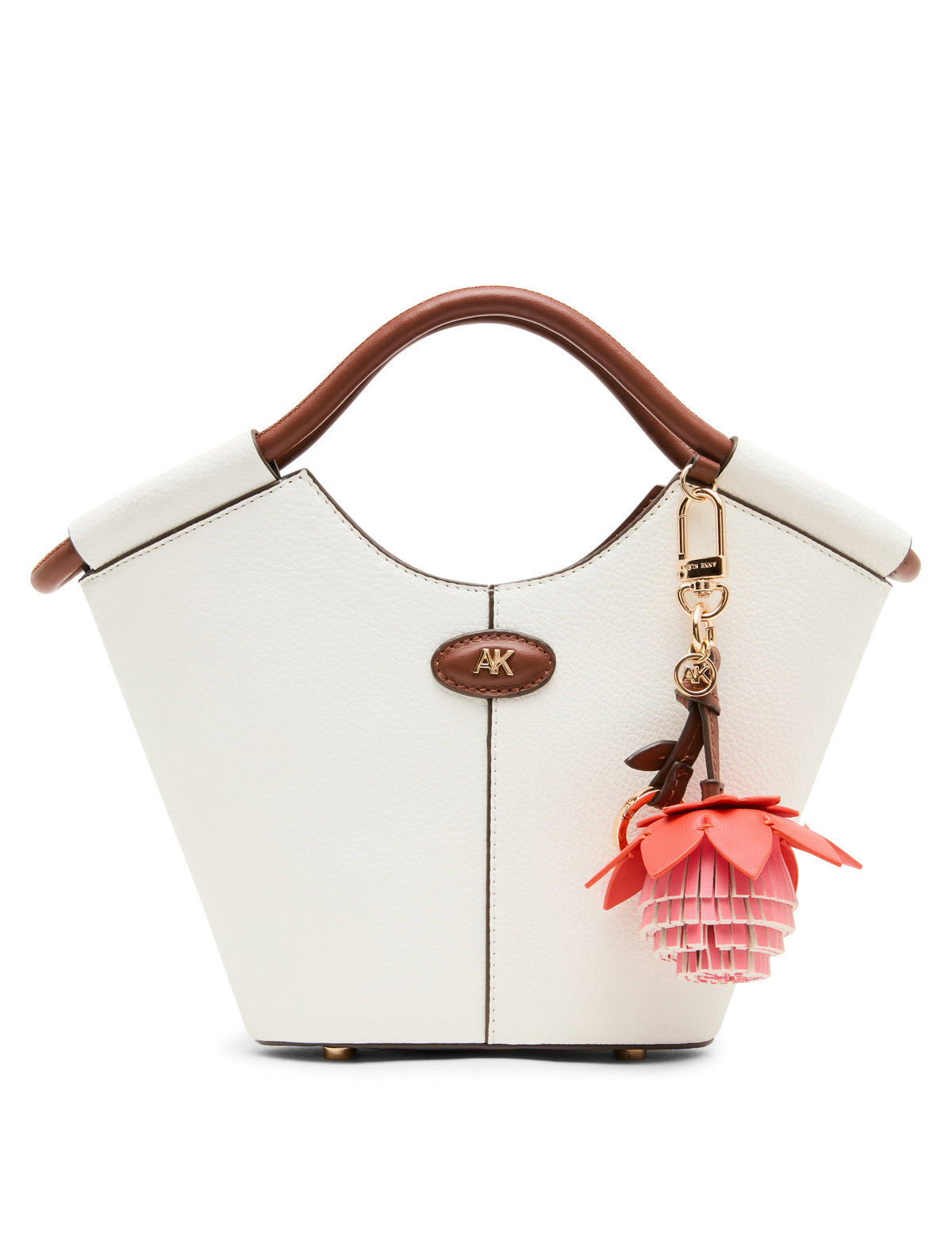 Small Tote Bag with Bag Charm in Vanilla Latte / Hazelnut - Anne Klein Vanilla Latte/Hazelnut