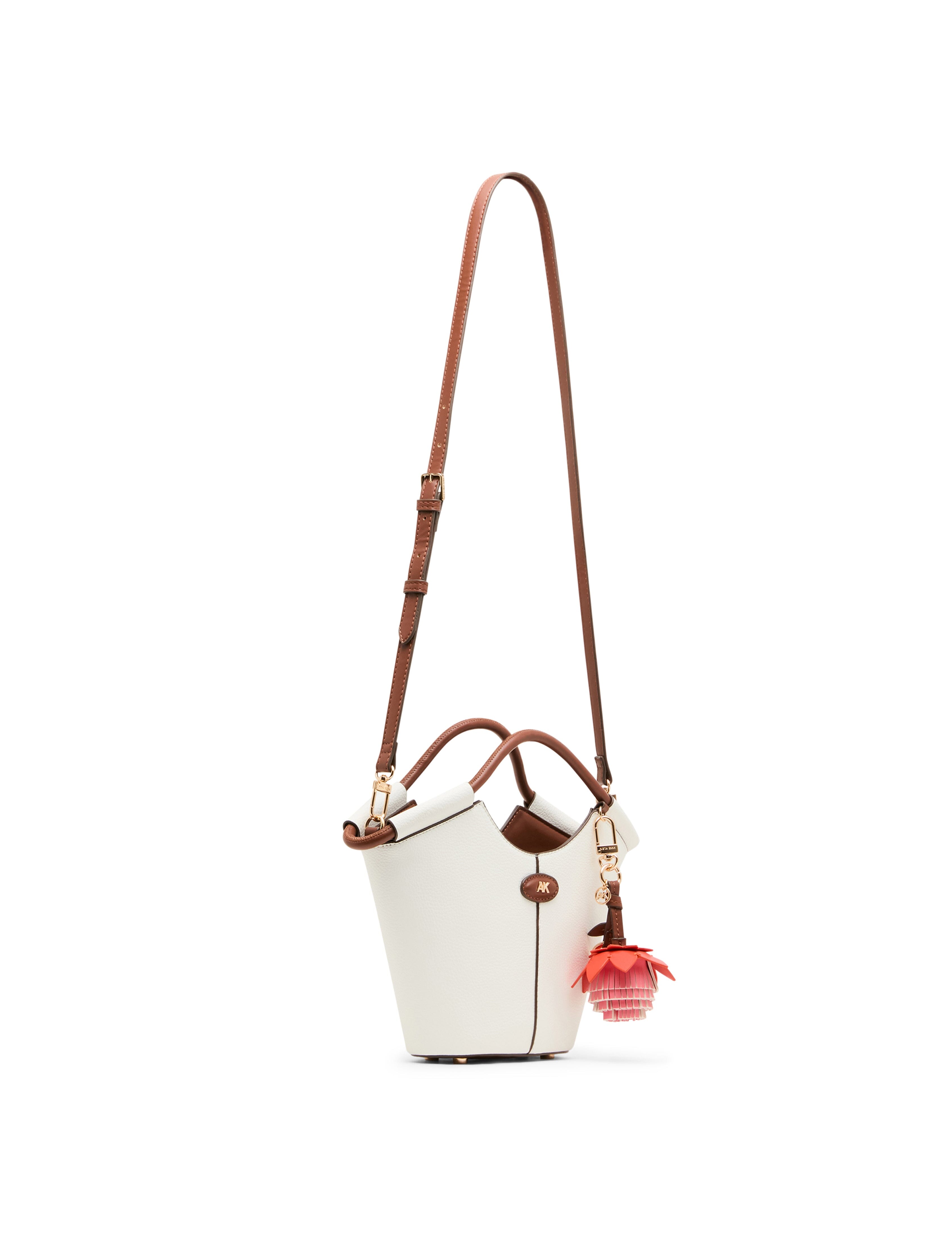 Small Tote Bag with Bag Charm in Vanilla Latte / Hazelnut - Anne Klein Vanilla Latte/Hazelnut