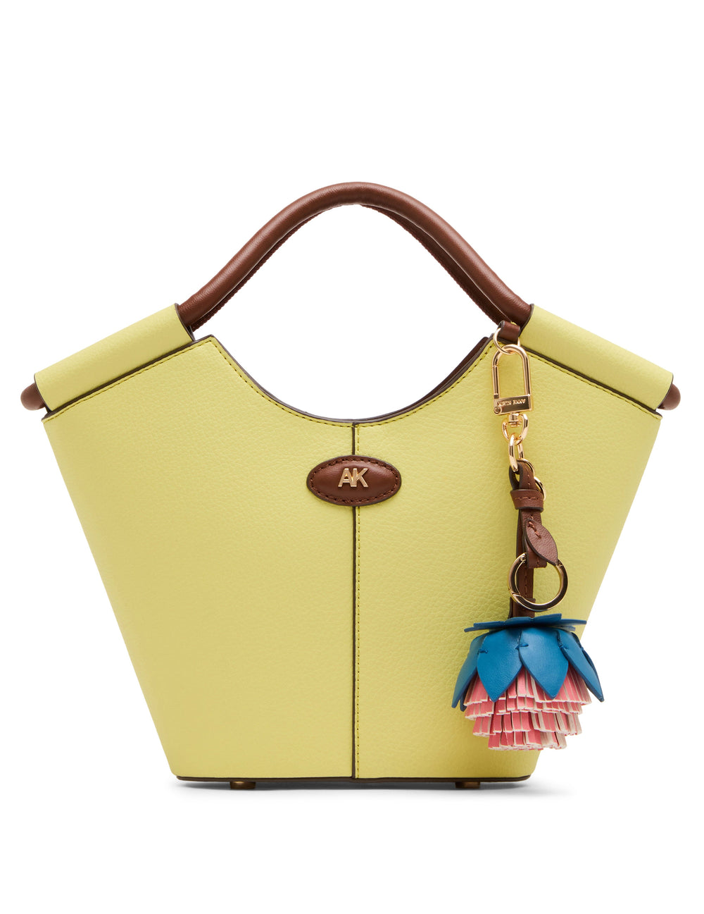 Small Tote Bag with Bag Charm in Sour Lemon / Hazelnut - Anne Klein Sour Lemon/Hazelnut