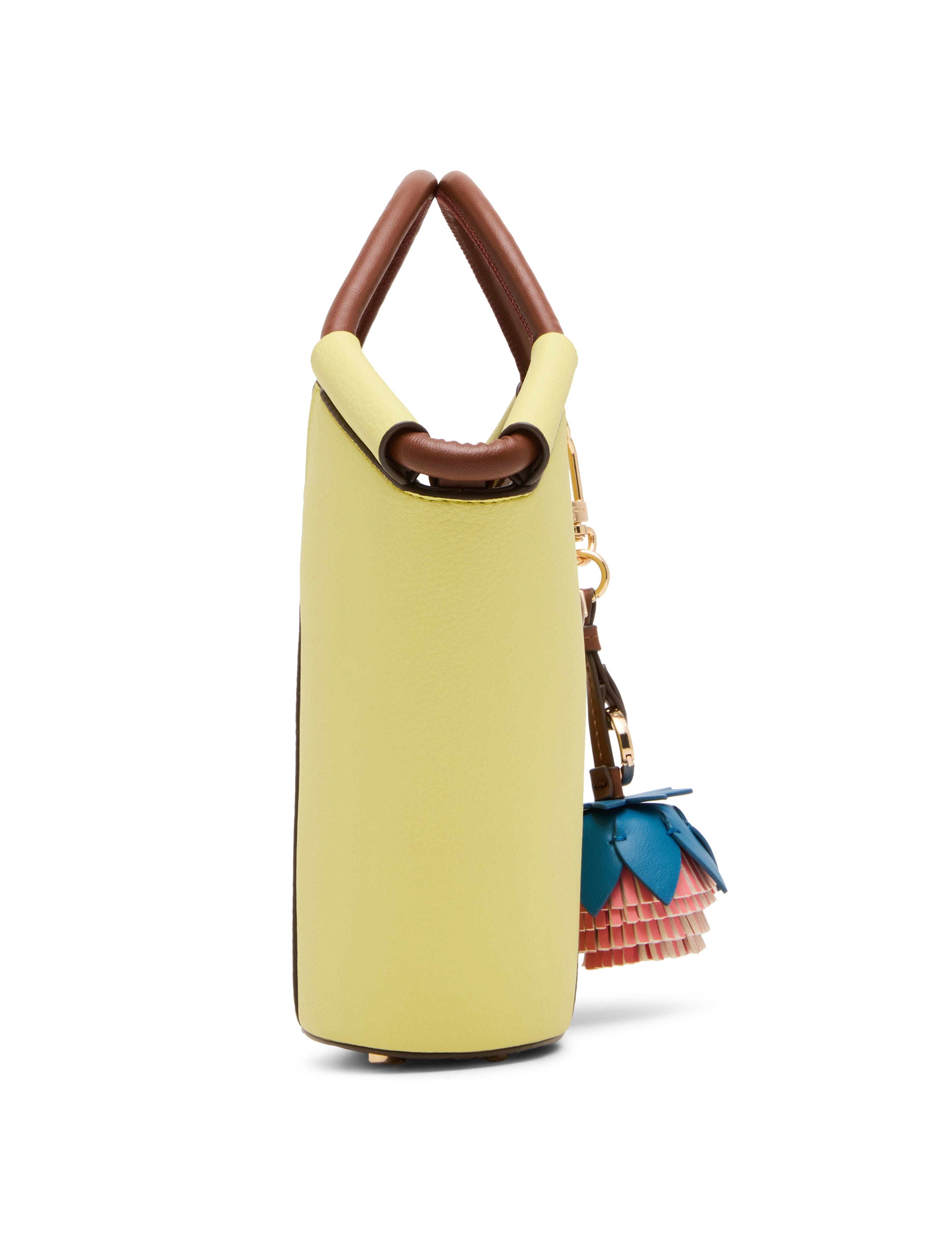 Small Tote Bag with Bag Charm in Sour Lemon / Hazelnut - Anne Klein Sour Lemon/Hazelnut
