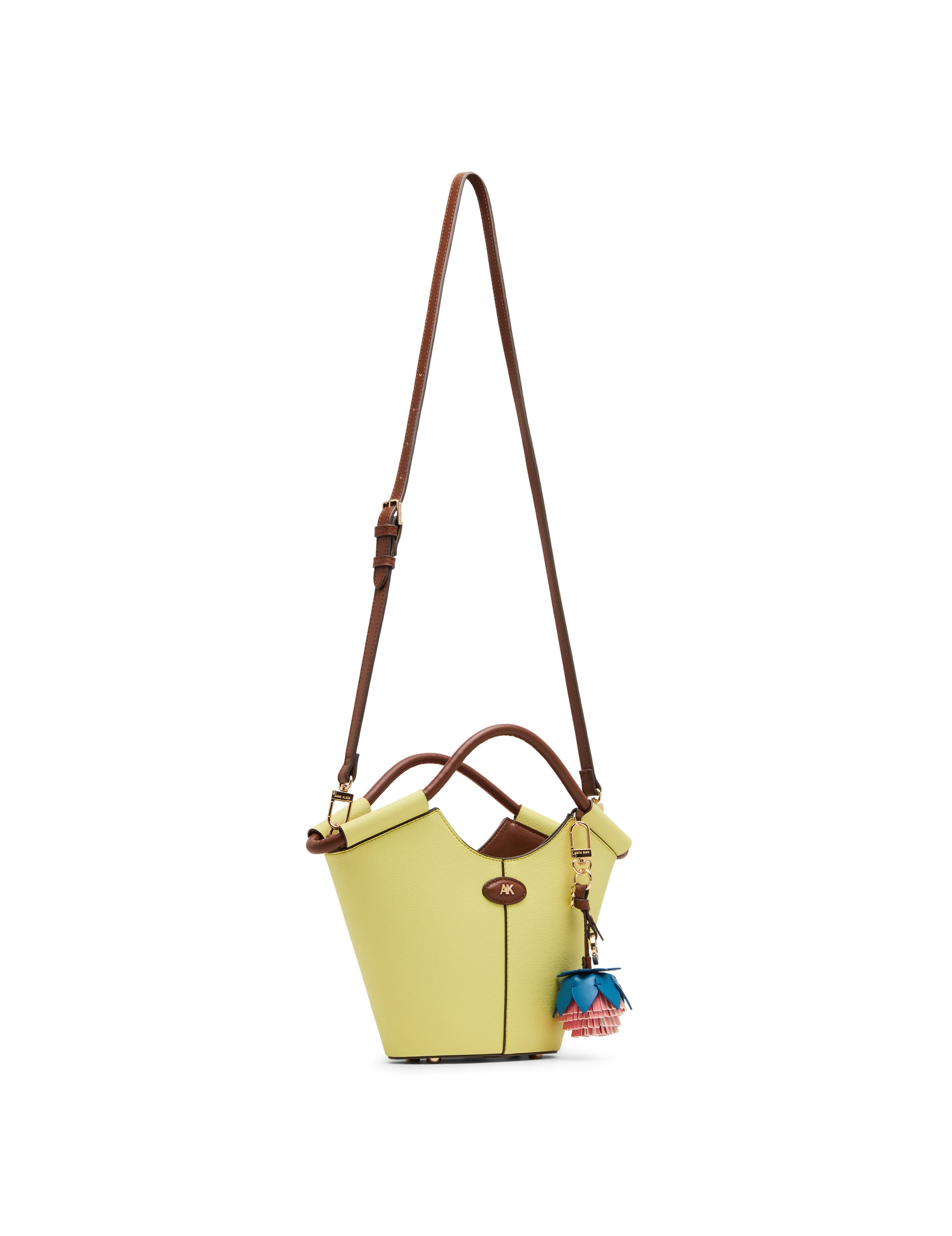 Small Tote Bag with Bag Charm in Sour Lemon / Hazelnut - Anne Klein Sour Lemon/Hazelnut