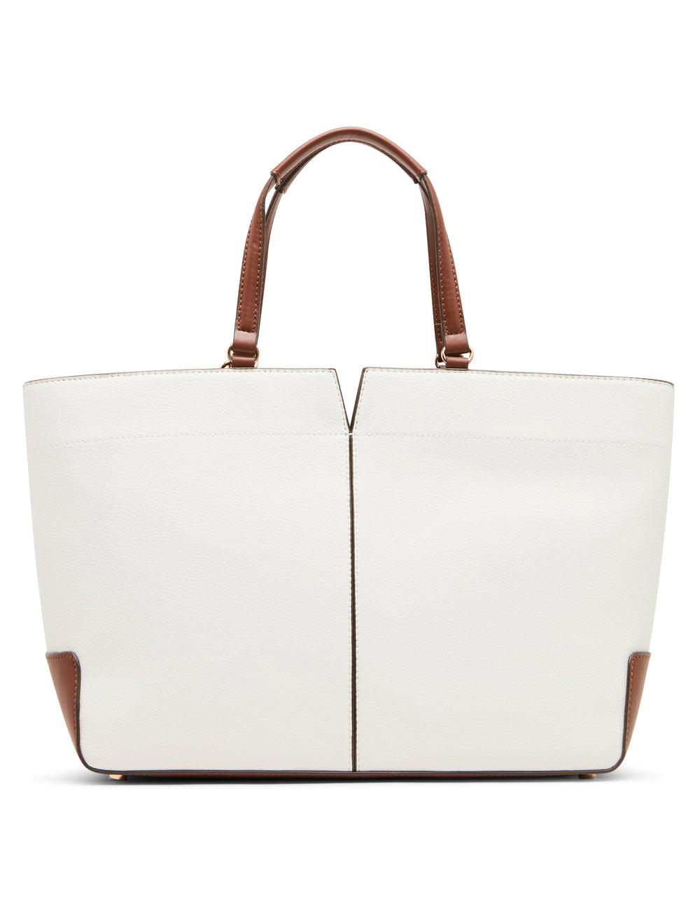 Large East West Tote Bag with Floral Bag Charm in Vanilla Latte / Haze - Anne Klein Vanilla Latte/Hazelnut