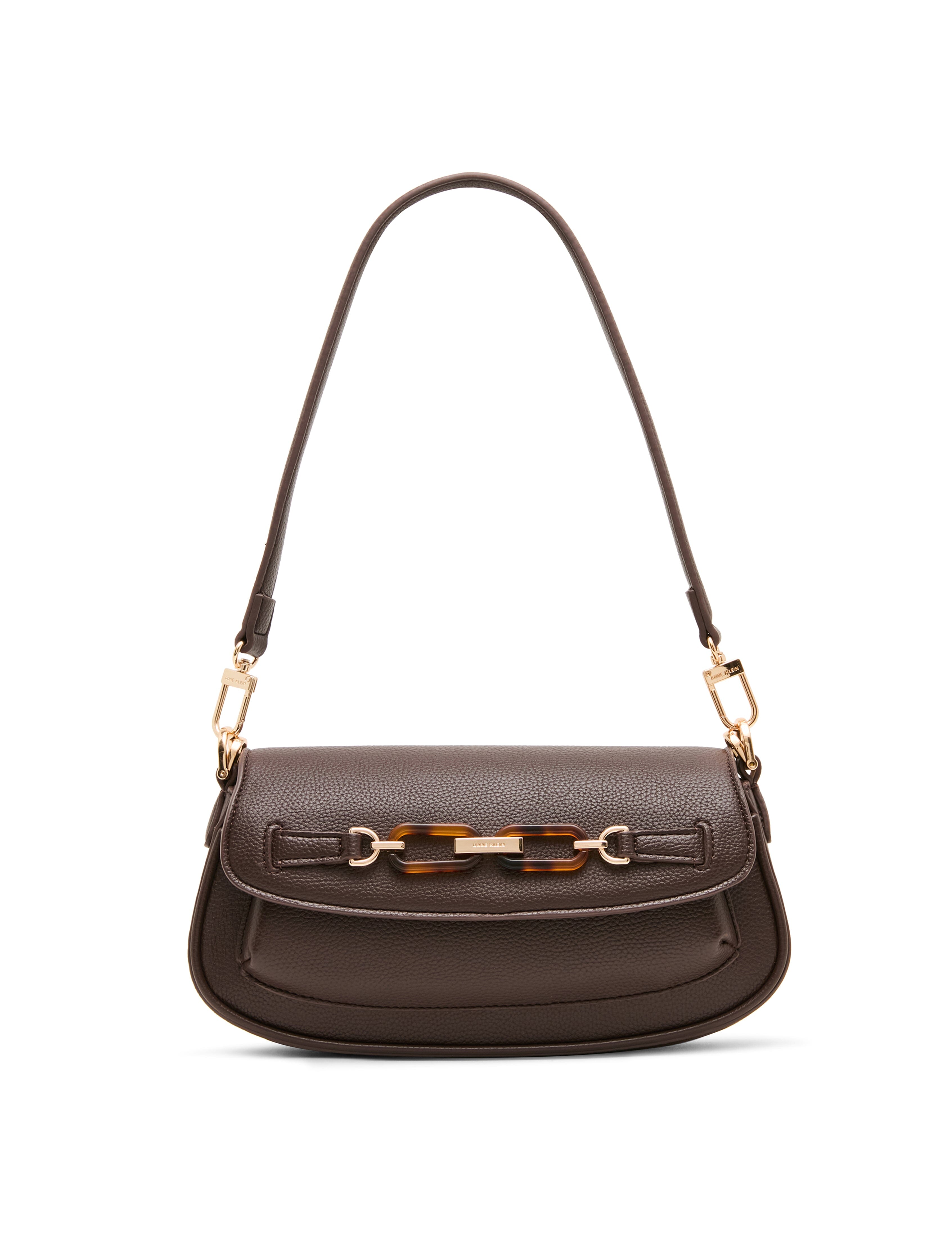 Tortoise Chain Link Shoulder Bag in Espresso - Anne Klein