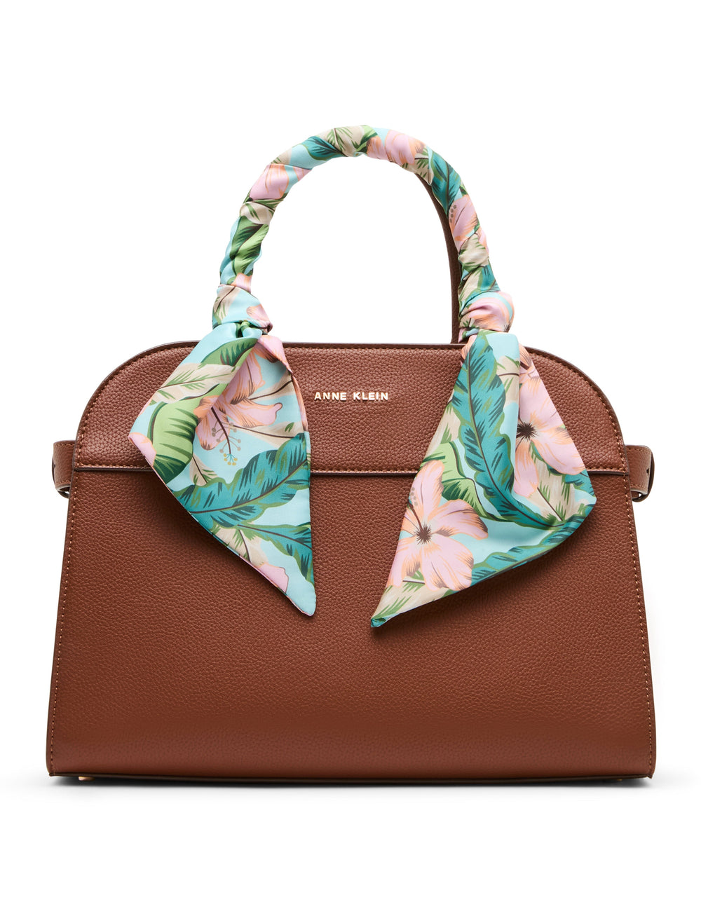 Rounded Satchel with Convertible Strap in Hazelnut / Hibiscus-Pink Mul - Anne Klein Hazelnut/Hibiscus-Pink Multi