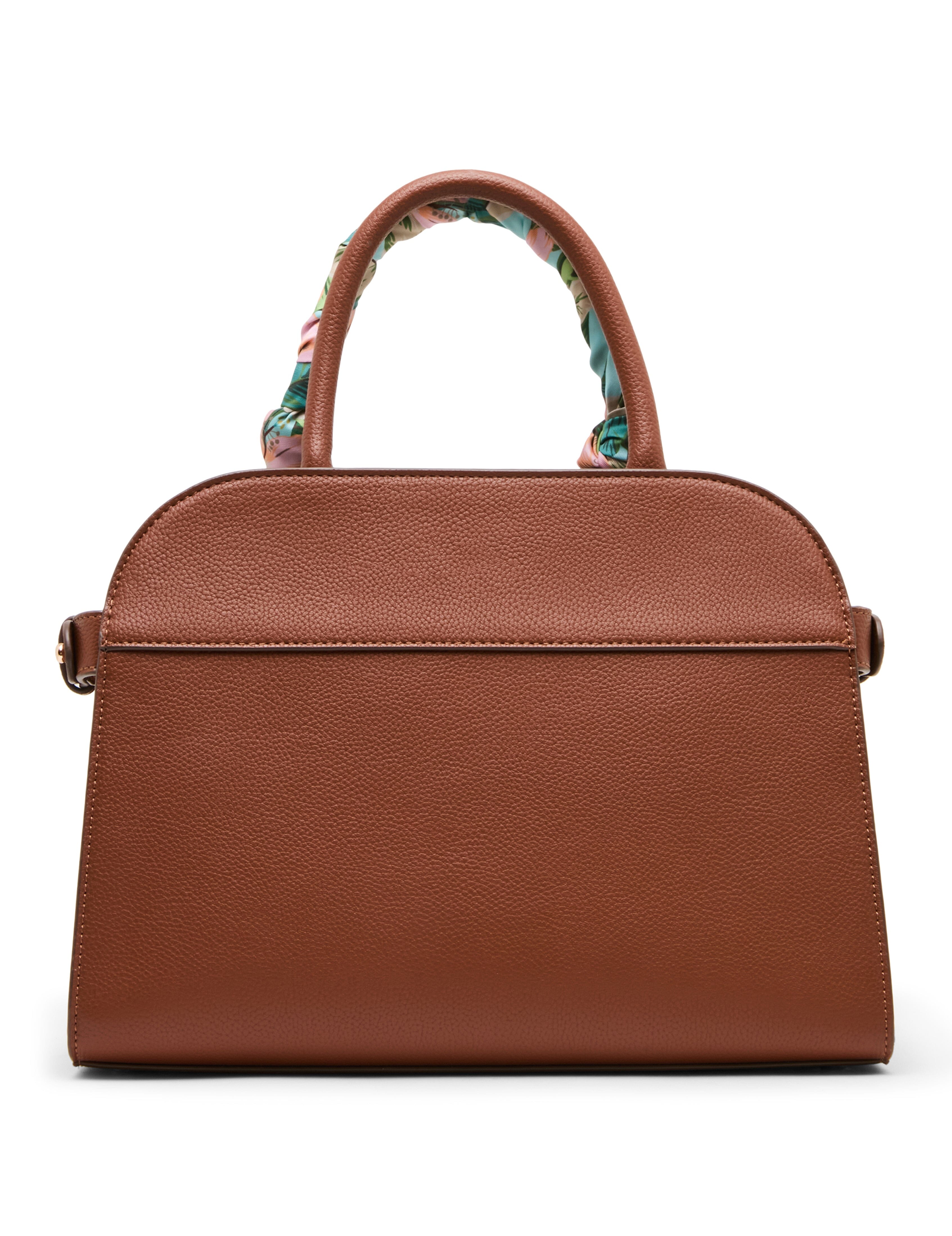 Rounded Satchel with Convertible Strap in Hazelnut / Hibiscus-Pink Mul - Anne Klein Hazelnut/Hibiscus-Pink Multi