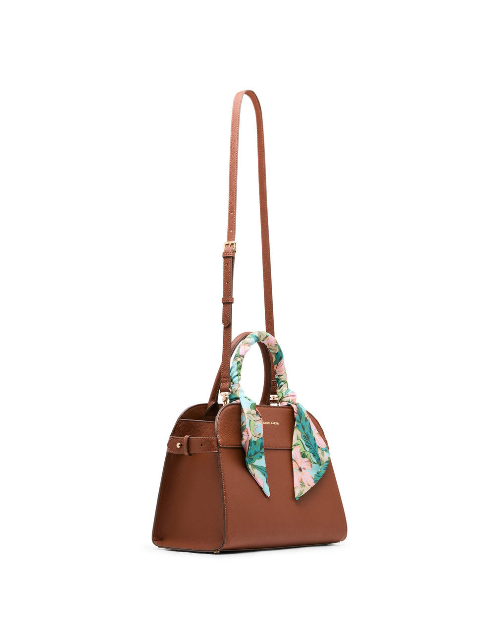 Rounded Satchel with Convertible Strap in Hazelnut / Hibiscus-Pink Mul - Anne Klein Hazelnut/Hibiscus-Pink Multi