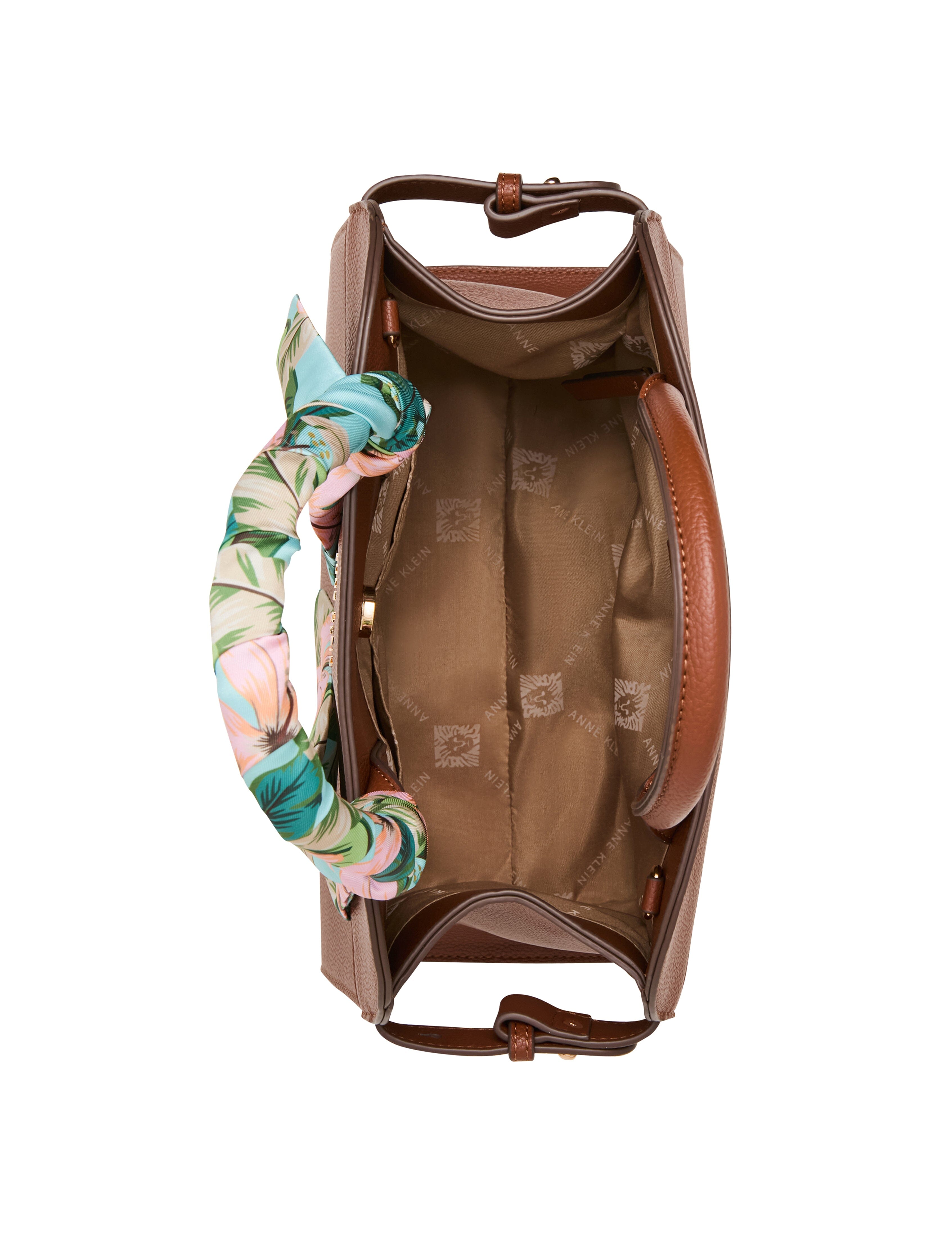 Rounded Satchel with Convertible Strap in Hazelnut / Hibiscus-Pink Mul - Anne Klein Hazelnut/Hibiscus-Pink Multi