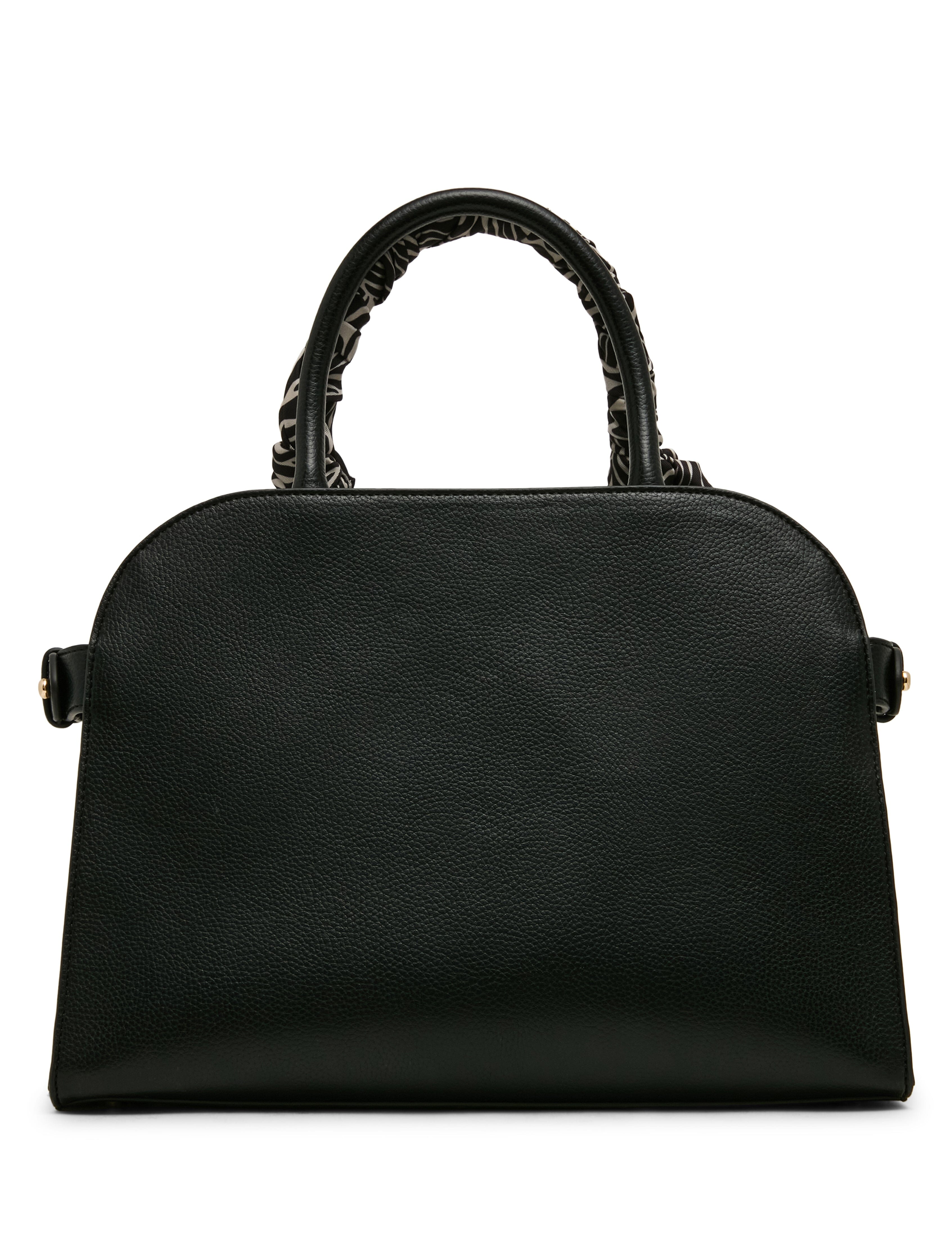 Rounded Satchel with Convertible Strap in Black / Zebra - Anne Klein Black/Zebra