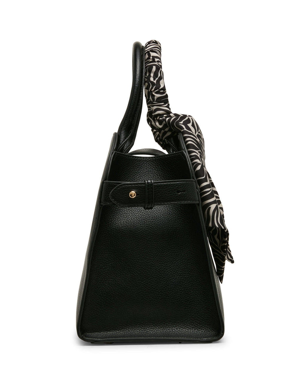Rounded Satchel with Convertible Strap in Black / Zebra - Anne Klein Black/Zebra