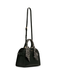 Rounded Satchel with Convertible Strap in Black / Zebra - Anne Klein Black/Zebra