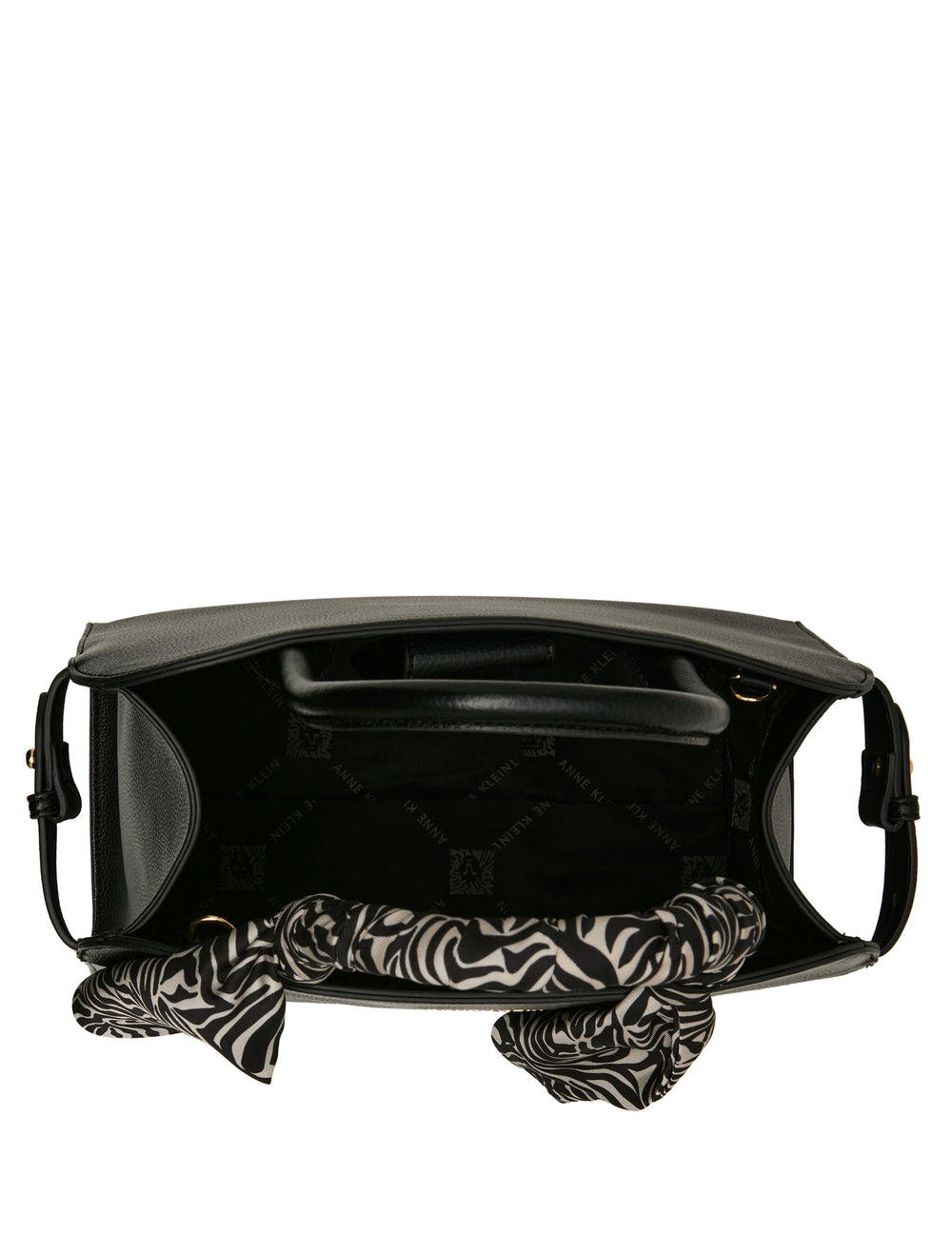 Rounded Satchel with Convertible Strap in Black / Zebra - Anne Klein Black/Zebra